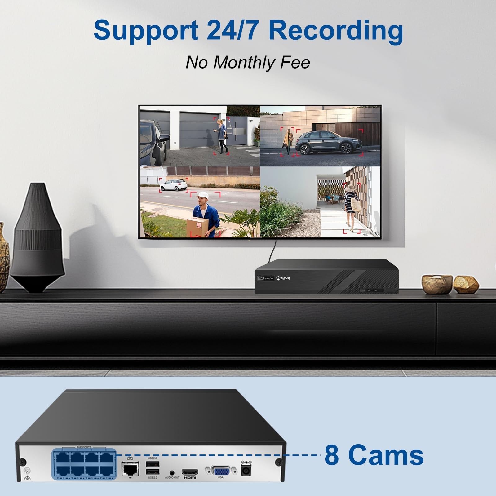 Anpviz 8CH PoE NVR for Home Security Camera System, Support 8MP/3K PoE Camera