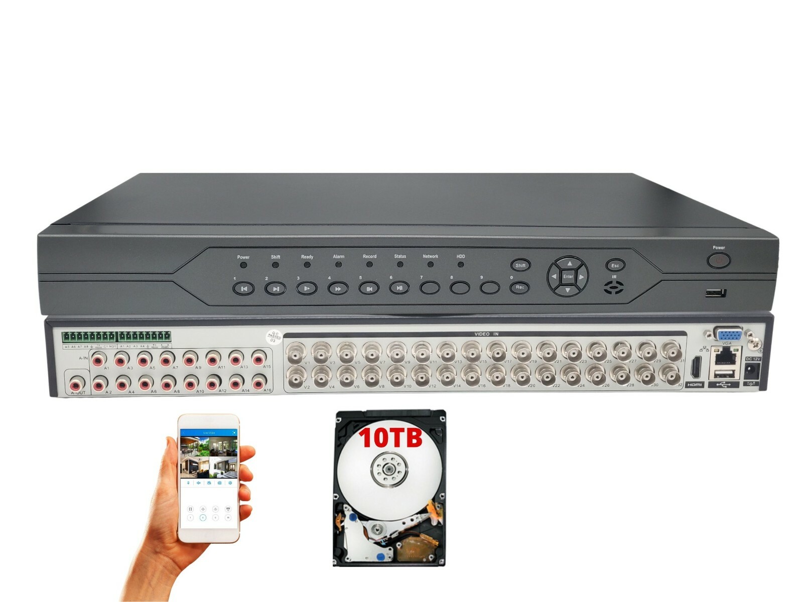 32 Channel H265 Security Camera Recorder with 10TB Memory for Recording Playback