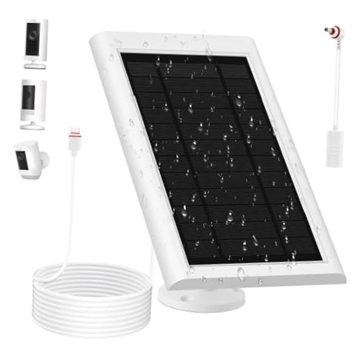 Solar Panel for Ring Camera Outdoor, 1 Pack 5W Solar Charger White Grey