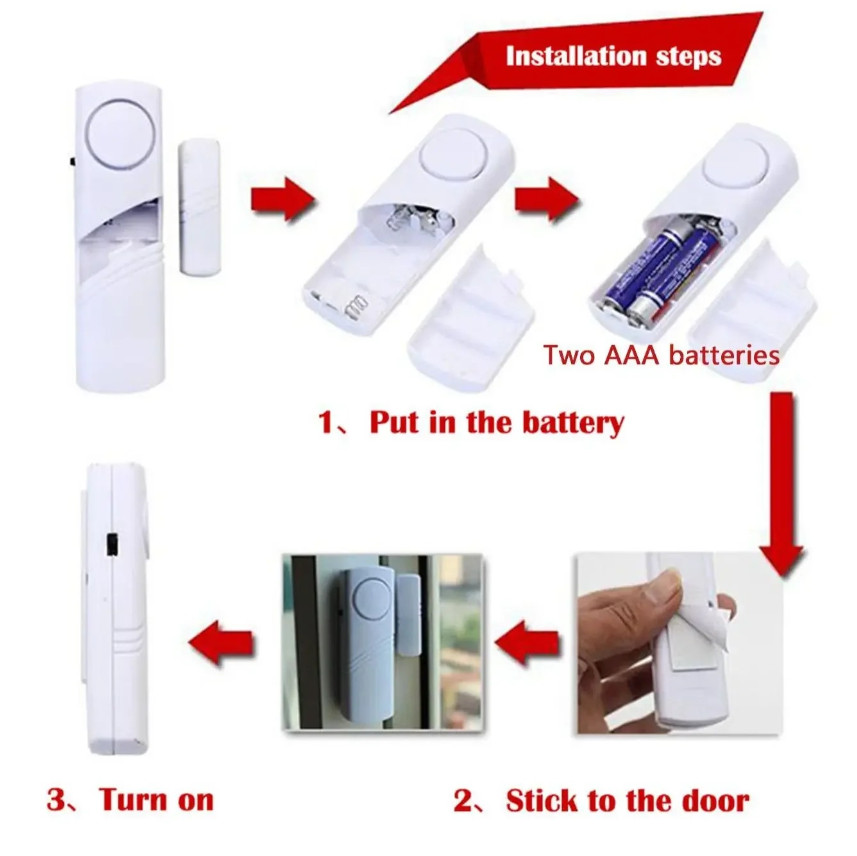 2pcs Wireless Door Window Magnetic Sensor Alarm Home Security System