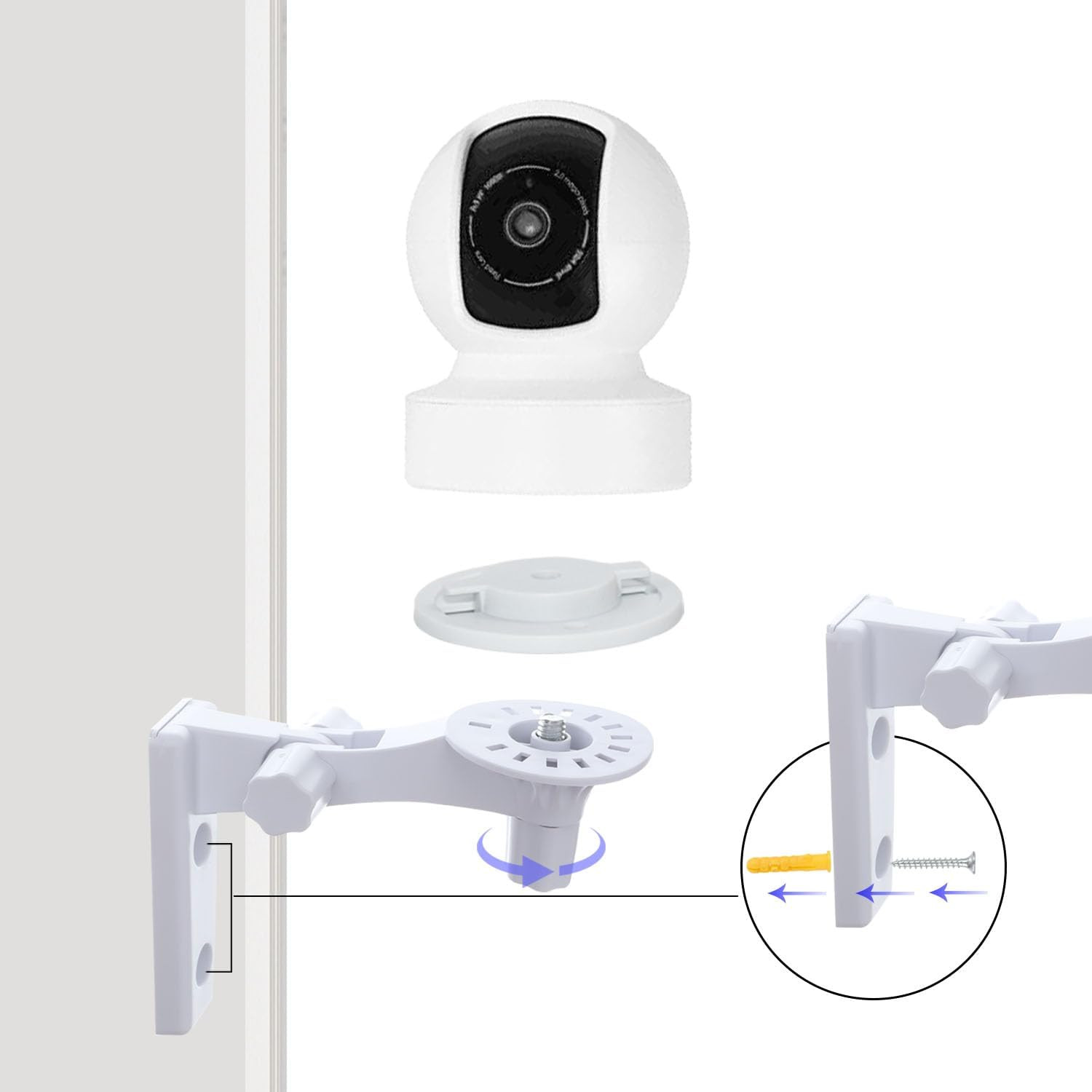 Wall Mount Compatible with Tp-Link Tapo C210/ C200 and Kasa Indoor Pan EC70/ EC7