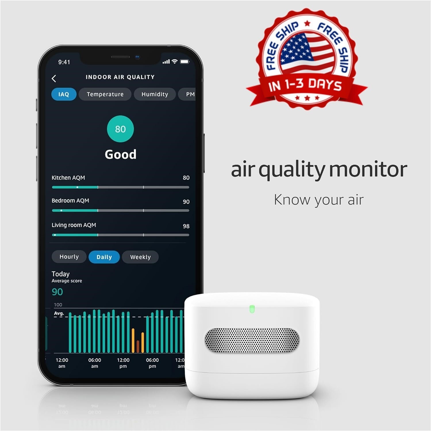 Monitor inteligente de calidad del aire, funciona con Alexa. NUEVO