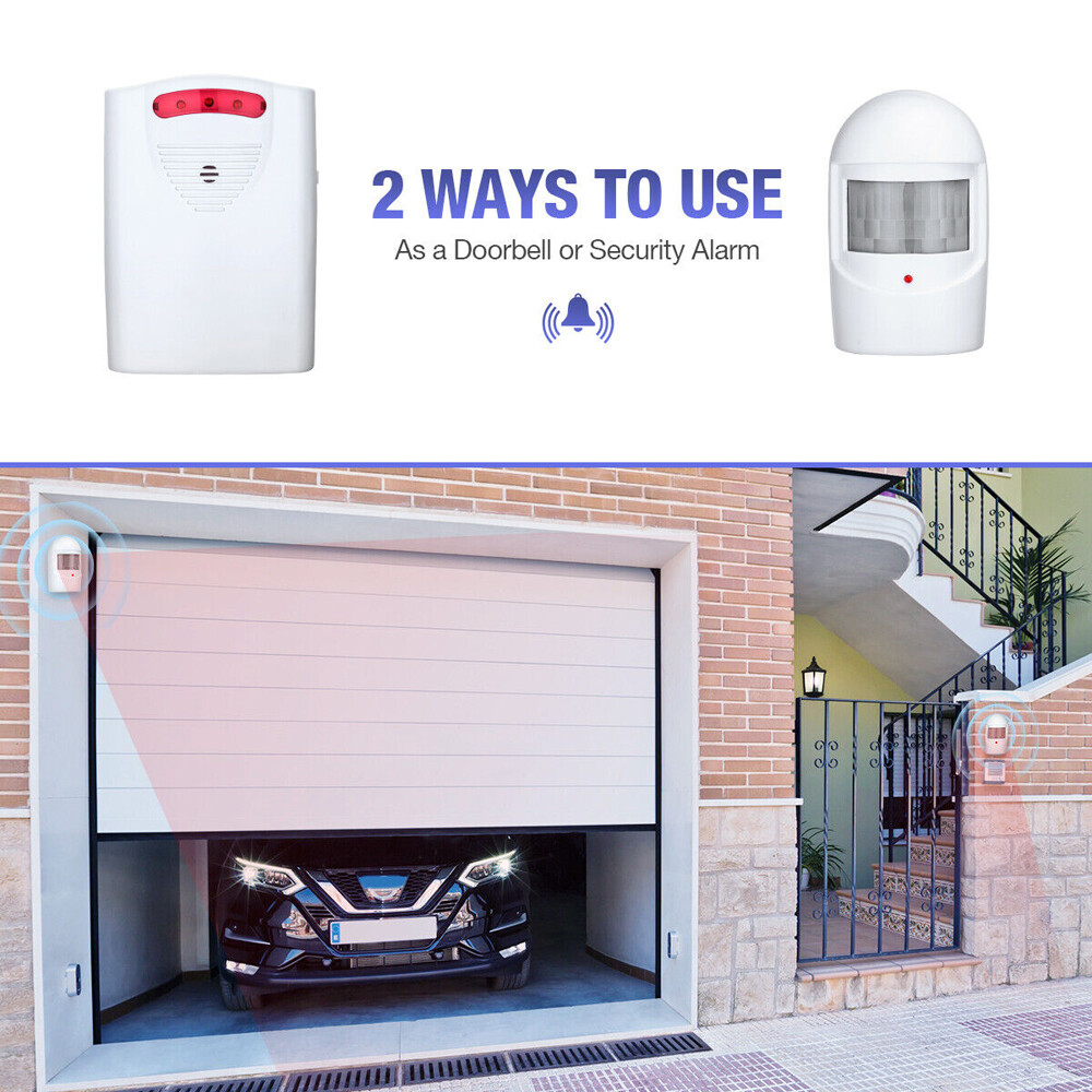 Wireless Motion Sensor System Driveway Garage PIR Alarm Alert Security Indoor US