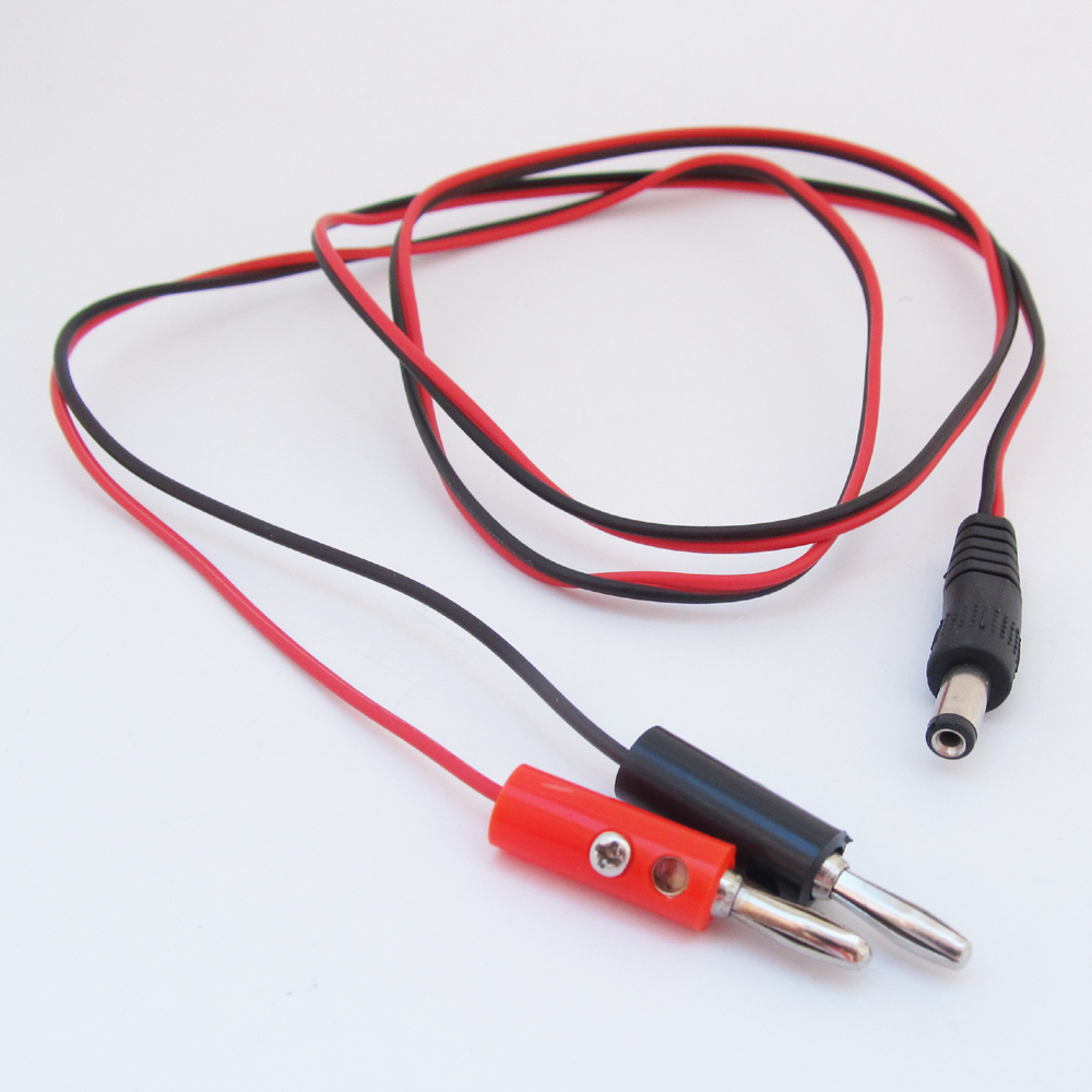 10sets Dual 4mm Banana Male Plug to 2.1×5.5mm 2.1mm DC Plug 1M DC Power Cable