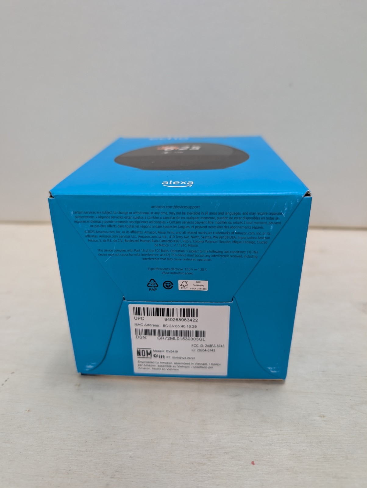 Amazon Echo Spot Smart Speaker Black BV84J9 Alexa Voice Control Display Wi-Fi