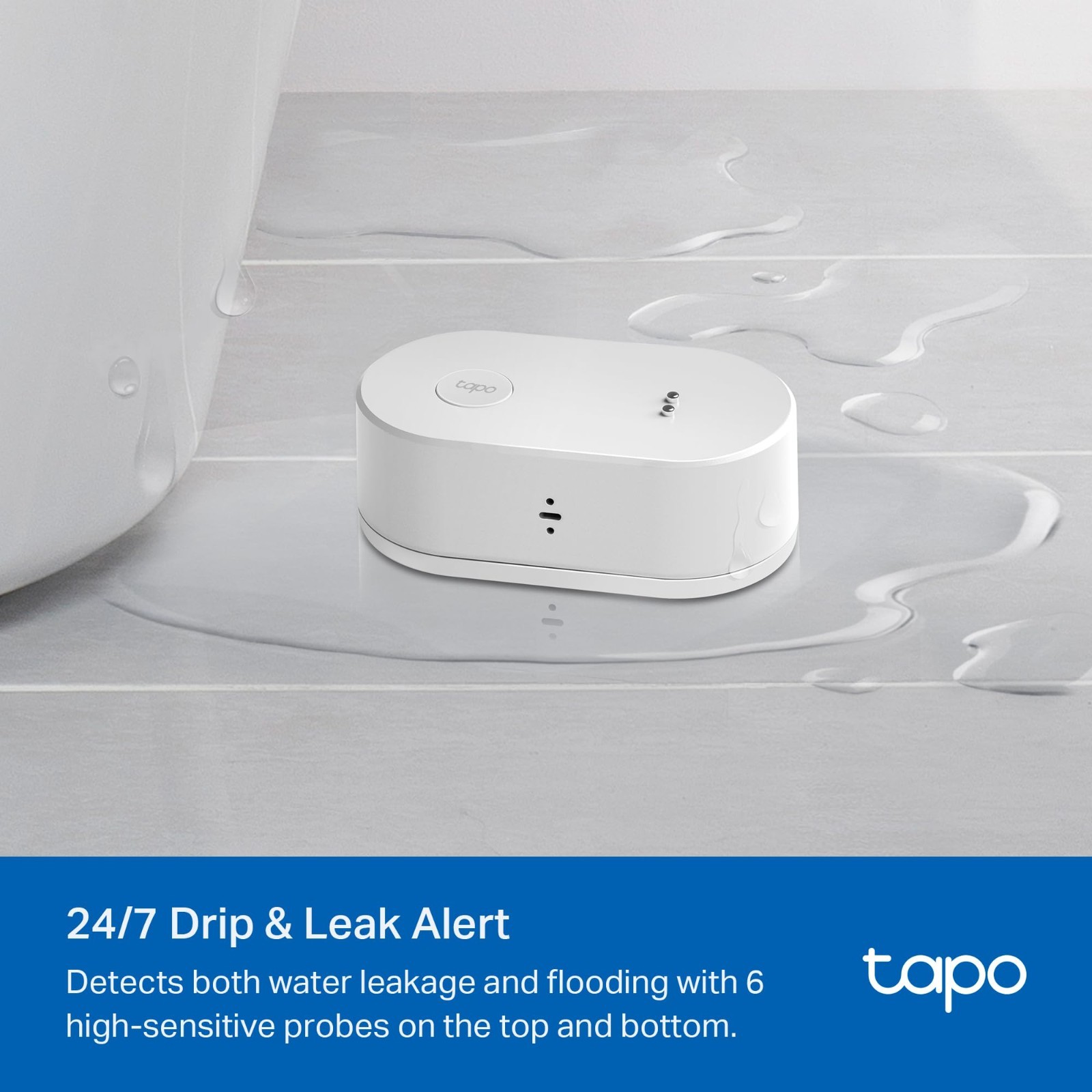 Smart Water Leak Detector Sensor – Wi-Fi, 90dB Alarm, App Alerts, Alexa & Google