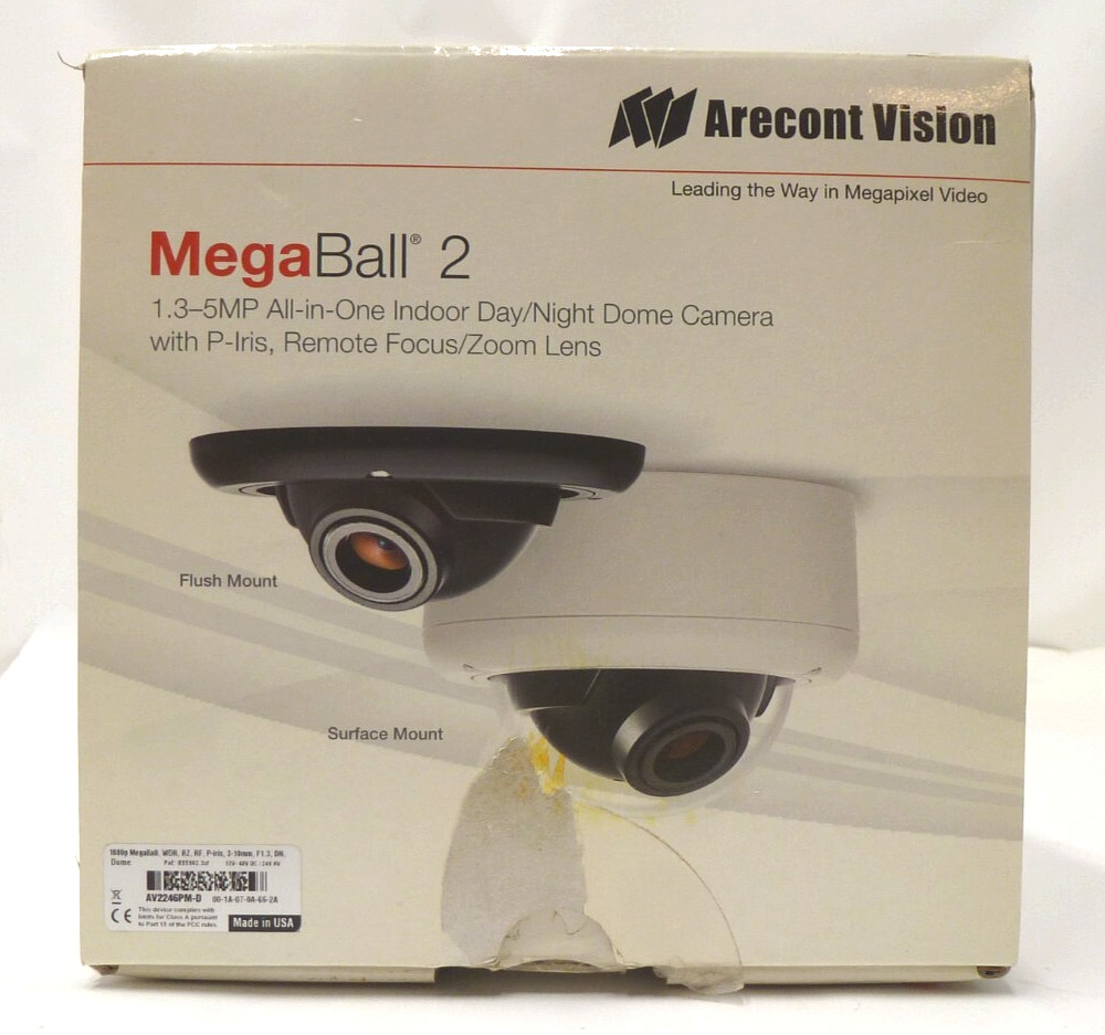 Arecont Vision AV2246PM-D-LG 1080p MegBall WDR RZ RF P-Iris 3-10mm F1.3 Camera