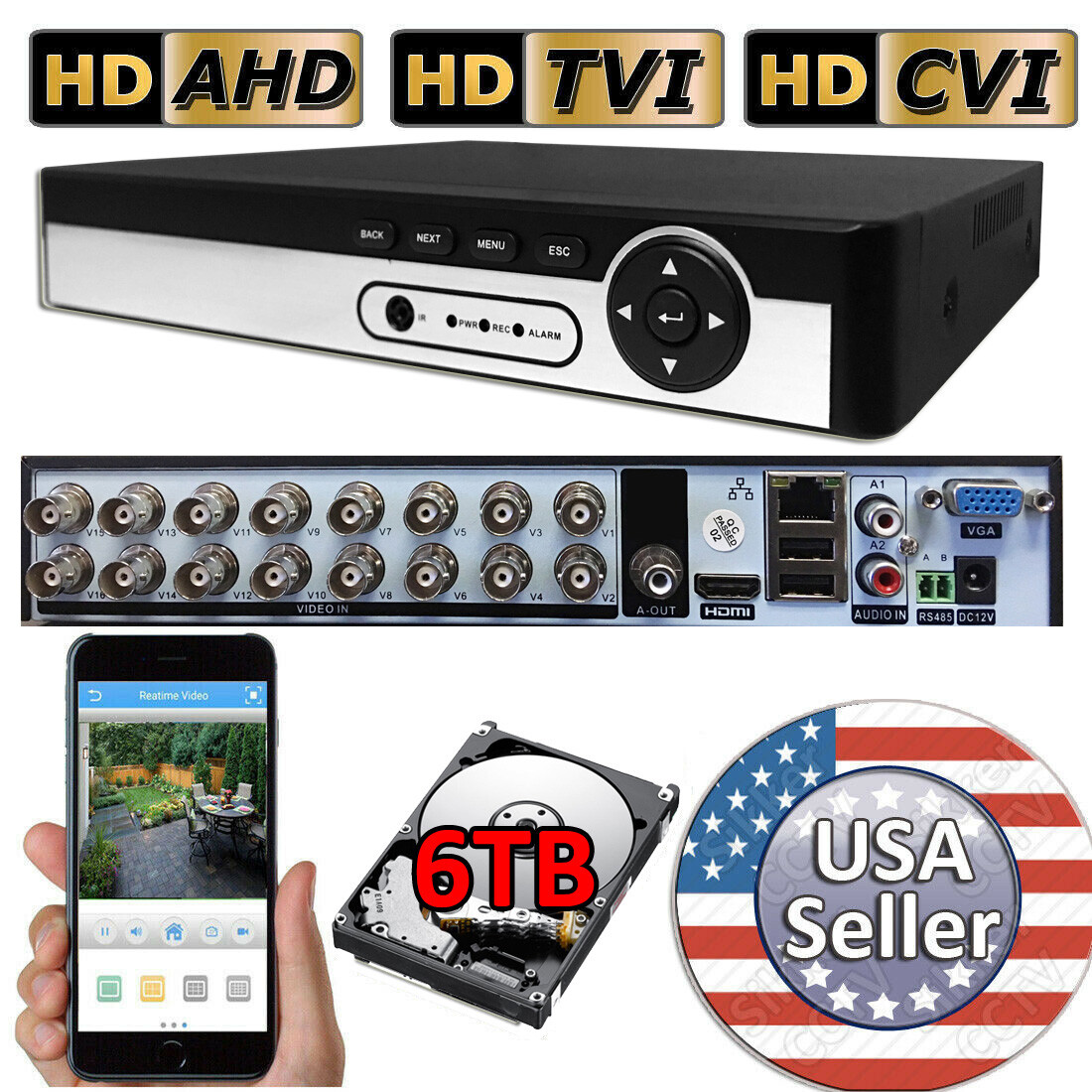 Sikker Standalone 16 Channel 960H 1080P 4MP 5MP DVR Analog BNC Camera System