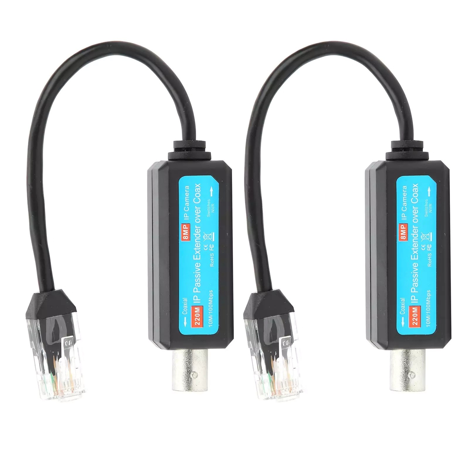 1Pair Passive Coaxial lP Extender 10/100mbps lEEE802.3 10Base-T PAL/NTSC/SECAM