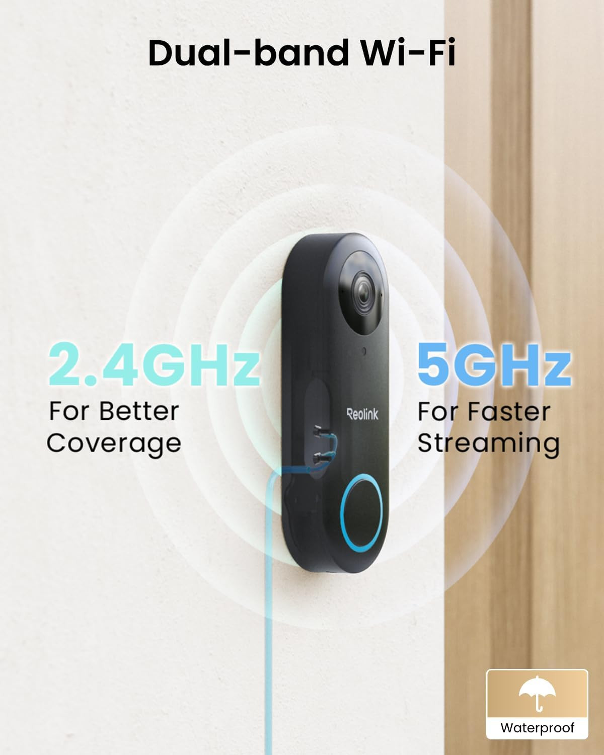 REOLINK Video Doorbell Wifi Camera – Wired 2K Outdoor, 5G&2.4G Wifi, 4:3 Wide Vi