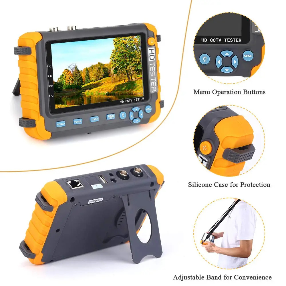 5inch HD CCTV Tester Monitor Support 8MP TVI/AHD 8MP CVI Camera, HDMI/VGA input