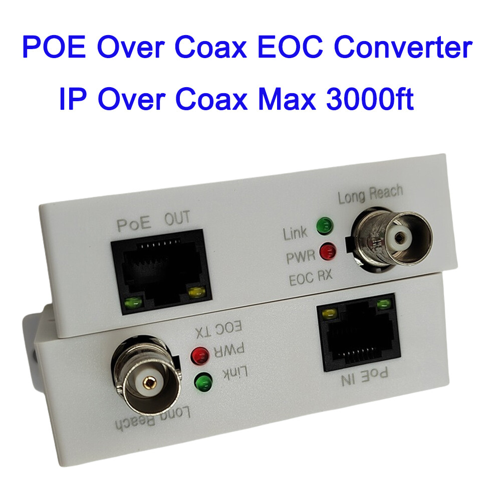 1pair POE Over Coax EOC Converter IP Coax Max 3000ft Over Regular RG59 Coaxial