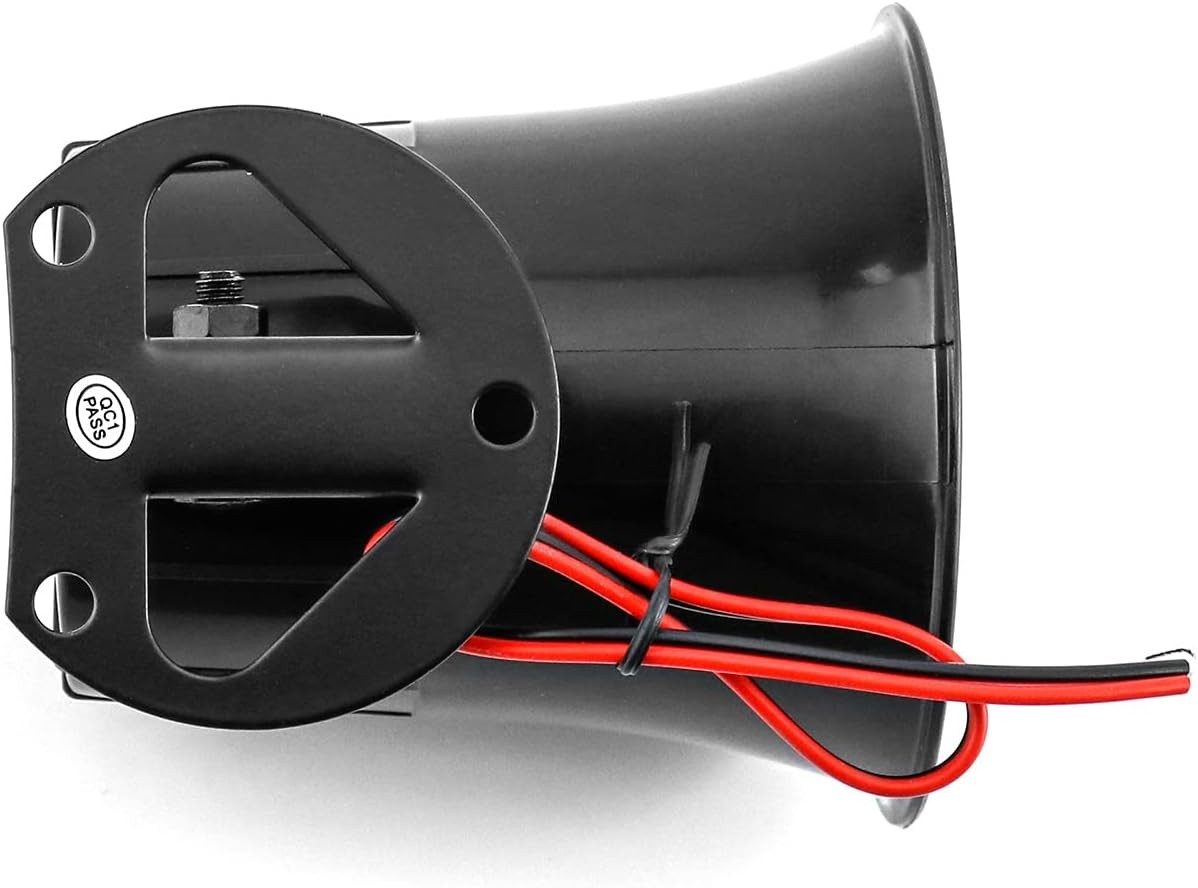 QWORK Electric Siren Horn, DC 12V Security Loud Wired Alarm 1 Pack, Black
