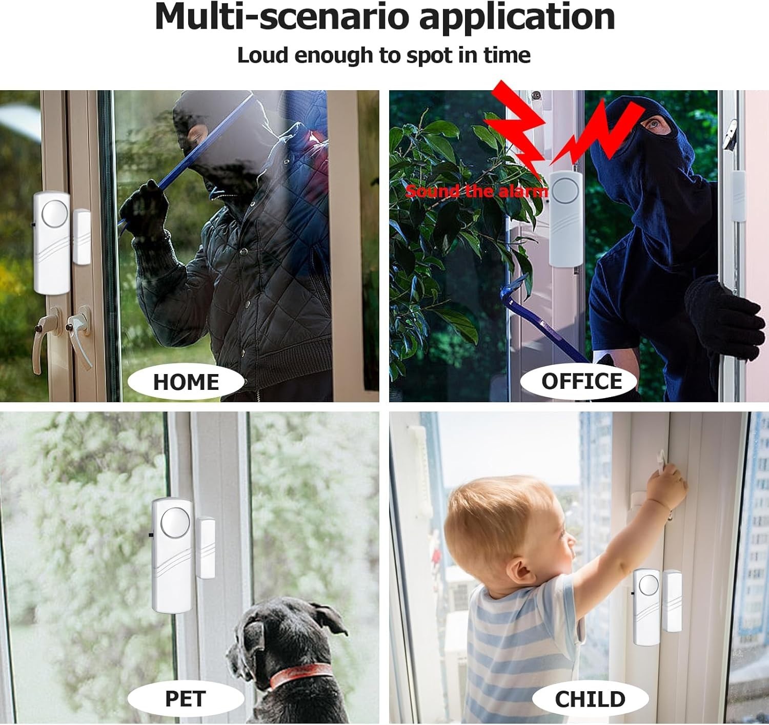 Durable Door Window Alarm – 90DB Wireless Security System for Kids Safety