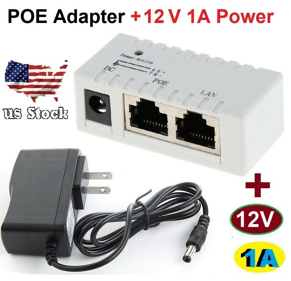 POE Injector Passive for IP Camera VoIP Phone Netwrok AP Device 5V-52V +12V-1A