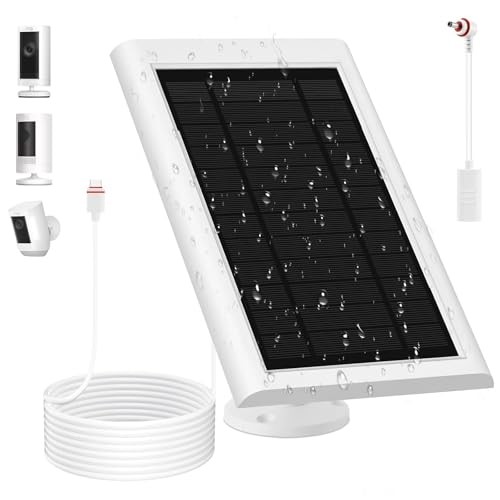 Solar Panel for Ring Camera Outdoor, 1 Pack 5W Solar Charger White Grey
