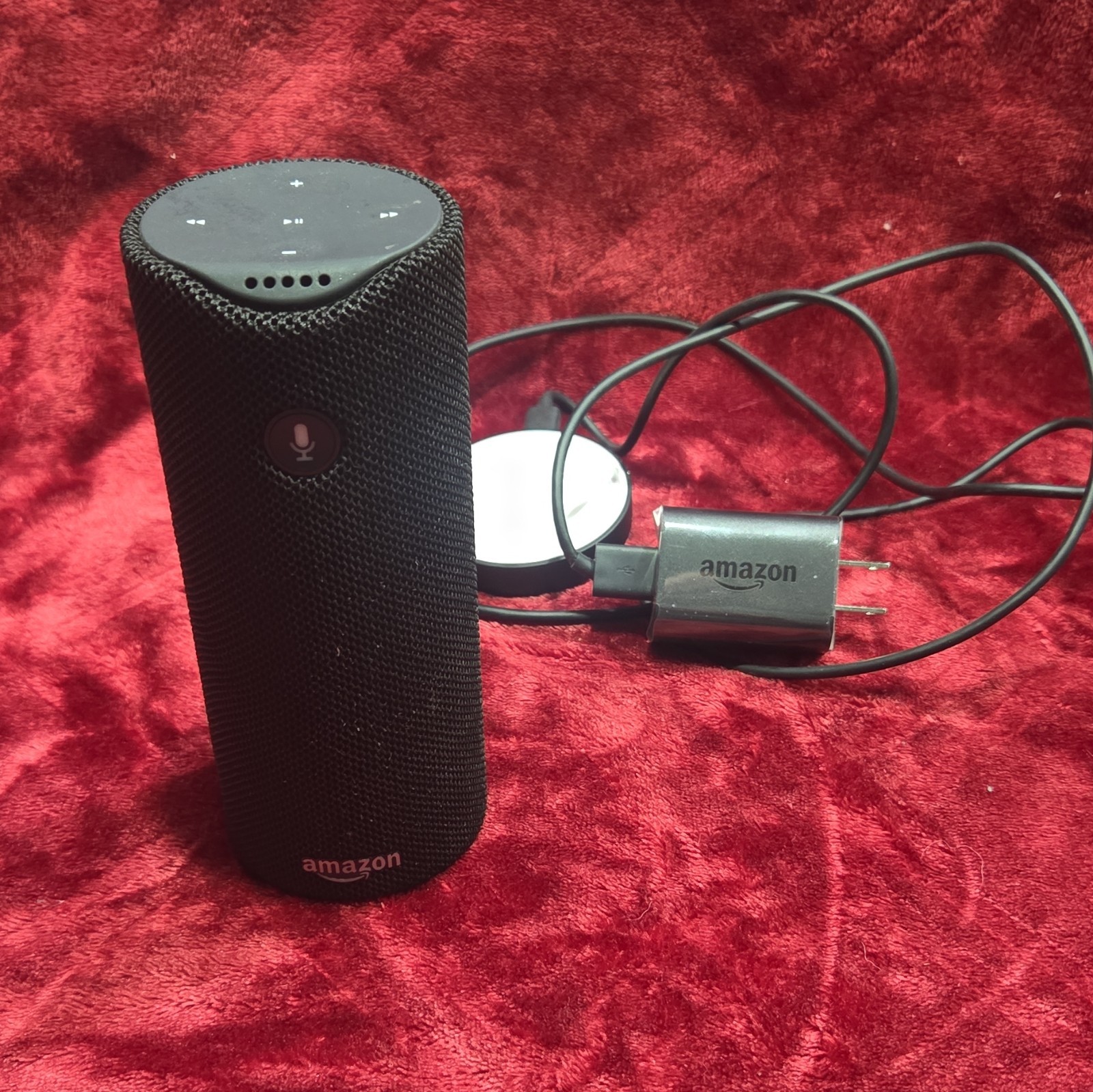 Amazon Tap Smart Speaker Black Cylindrical Bluetooth w/ Charging Dock & Adapter
