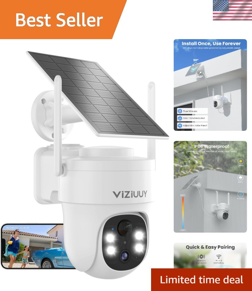 Wireless Solar Security Camera with AI Motion Detection & Multi-Device Control