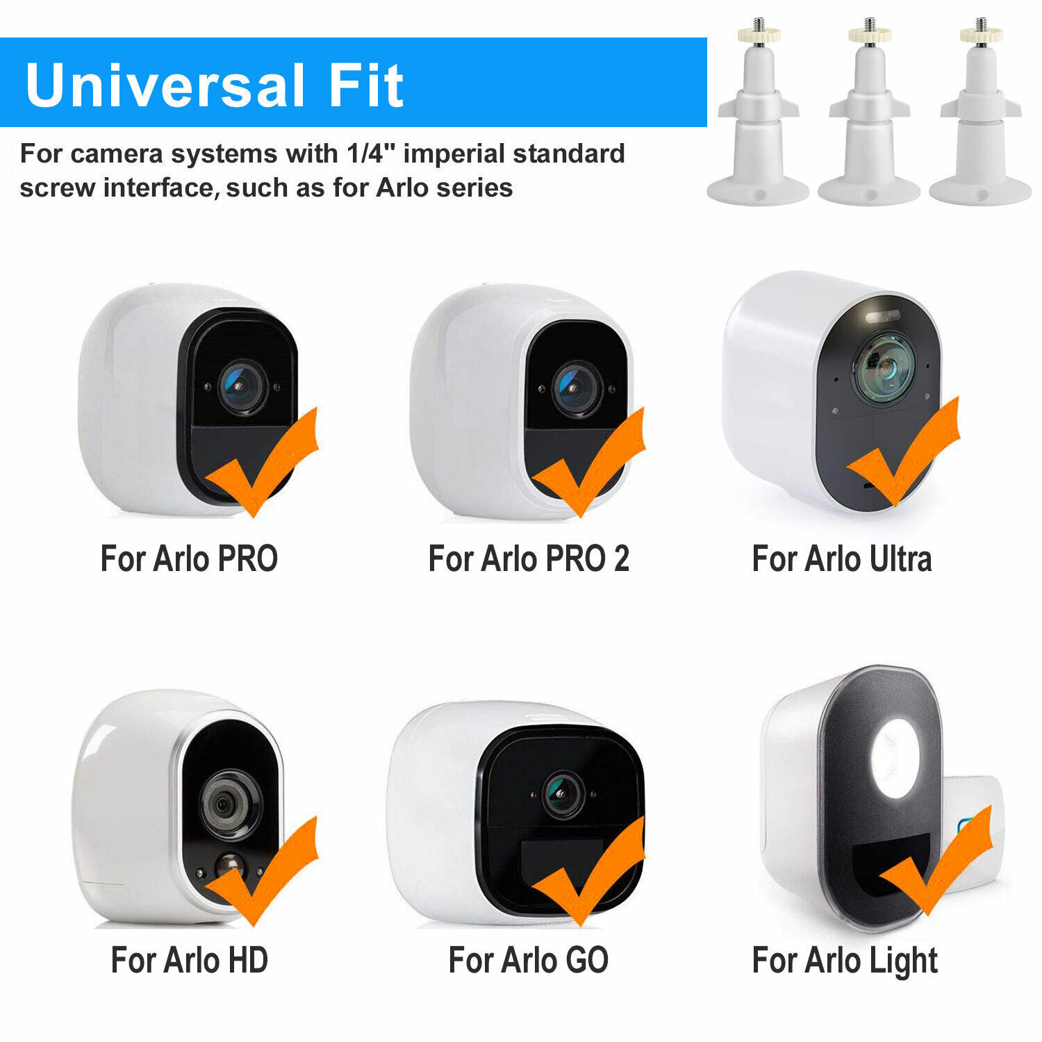 3Pcs Security Wall Mount Holder Adjustable for Arlo or Pro Camera Indoor Outdoor