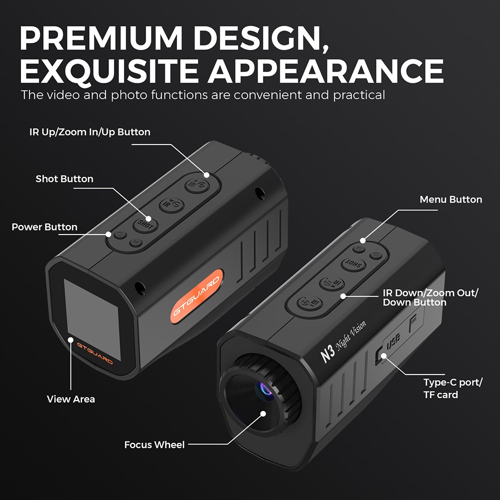 GTGUARD N3 Night Vision Monocular 5X Zoom For Farm Garden Hunting Surveillance