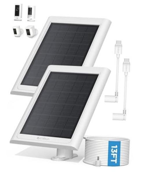 Solar Panel for Ring Camera, 2 Pack Solar Charger Compatible with White 2Pack