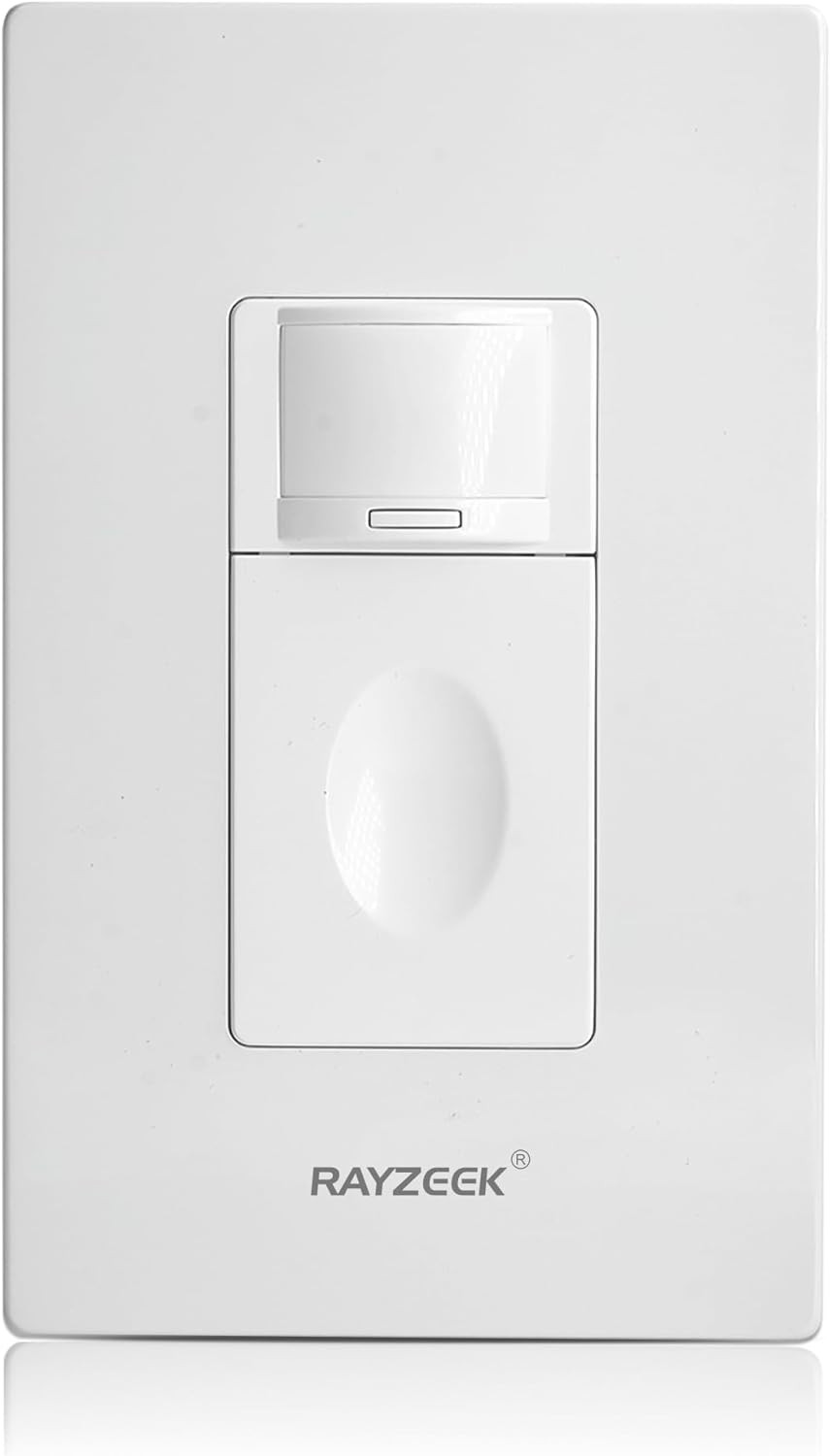 RAYZEEK Motion Sensor Light Switch, No Neutral Wire Required, No Ground Wire Nee