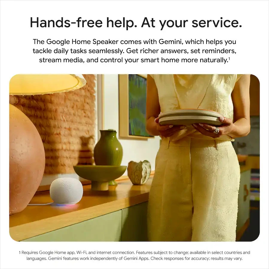 Google Home Speaker Smart Speaker Gemini Voice Assistant (Hazel)