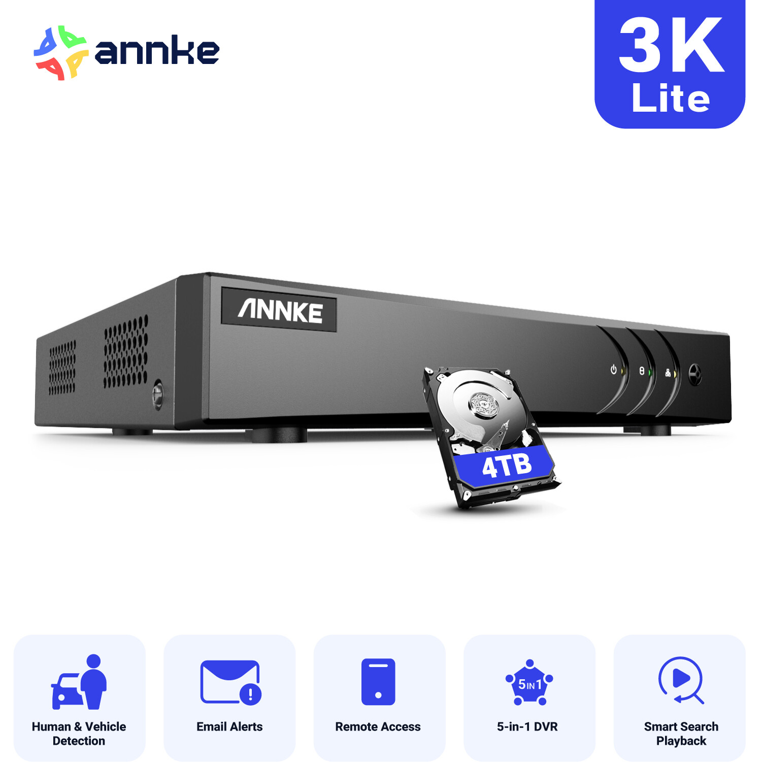 ANNKE 8CH 16CH 2MP 5MP Lite 4K 8MP DVR Recorder for CCTV Security Camera System