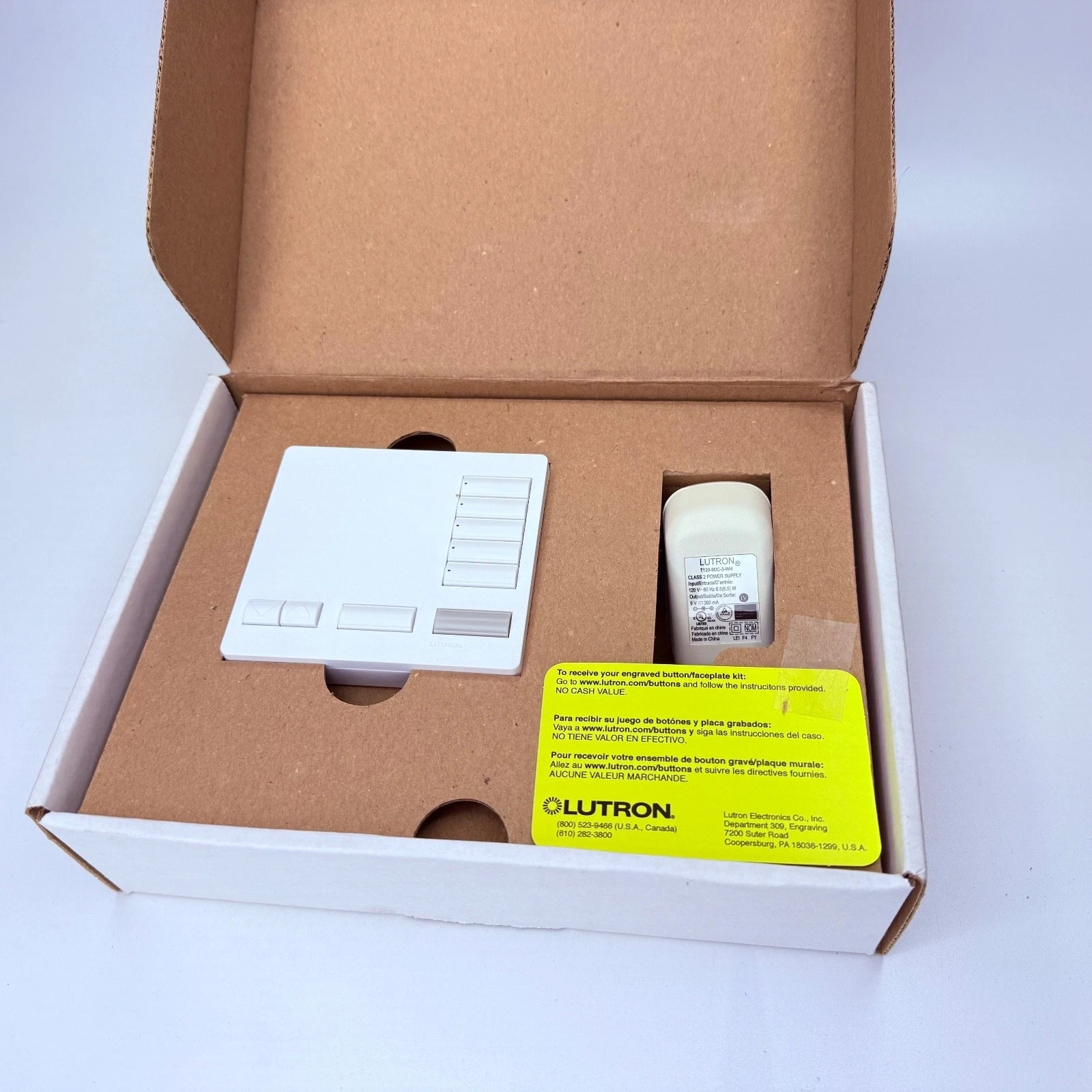 Lutron RR-T5RL-SW Radio Ra2 TableTop 5 button keypad WHITE Price Ea NEW