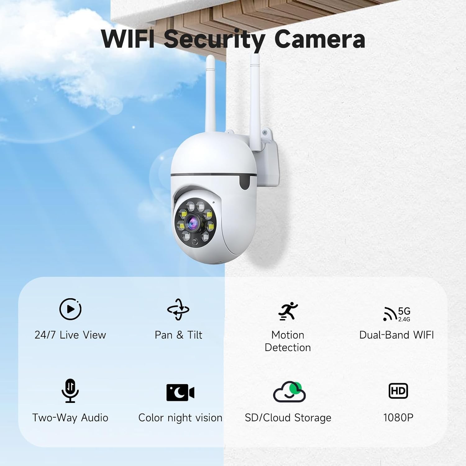 Wireless 2.4G WiFi Security Camera System Smart Outdoor Night Vision 1080P