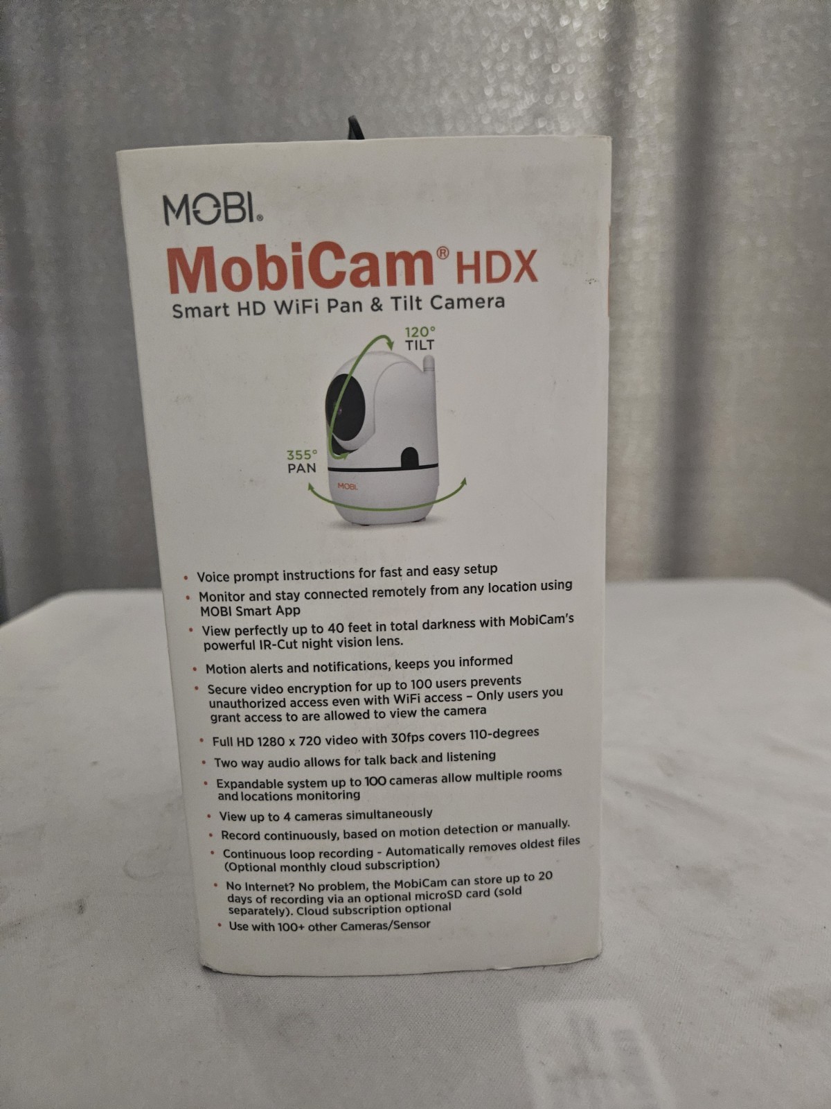 MobiCam HDX Smart HD Video Camera Pan Tilt Wi-Fi Security System Night Vision