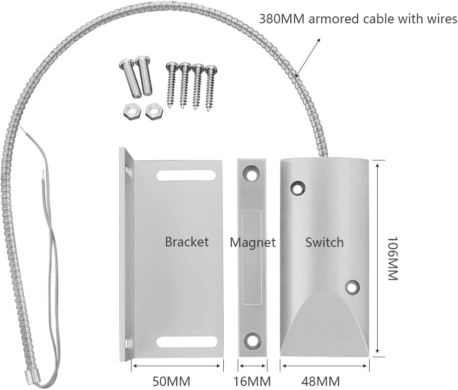 Magnetic Switch Alarm Sensor Overhead Garage Door Contacts With L Bracket
