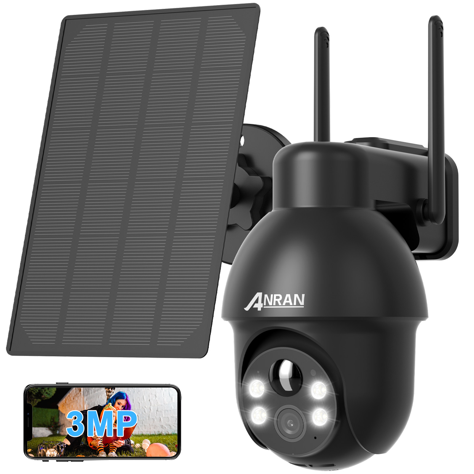 ANRAN Solar Security Cameras Wireless Outdoor 360° Pan View WiFi Surveillance
