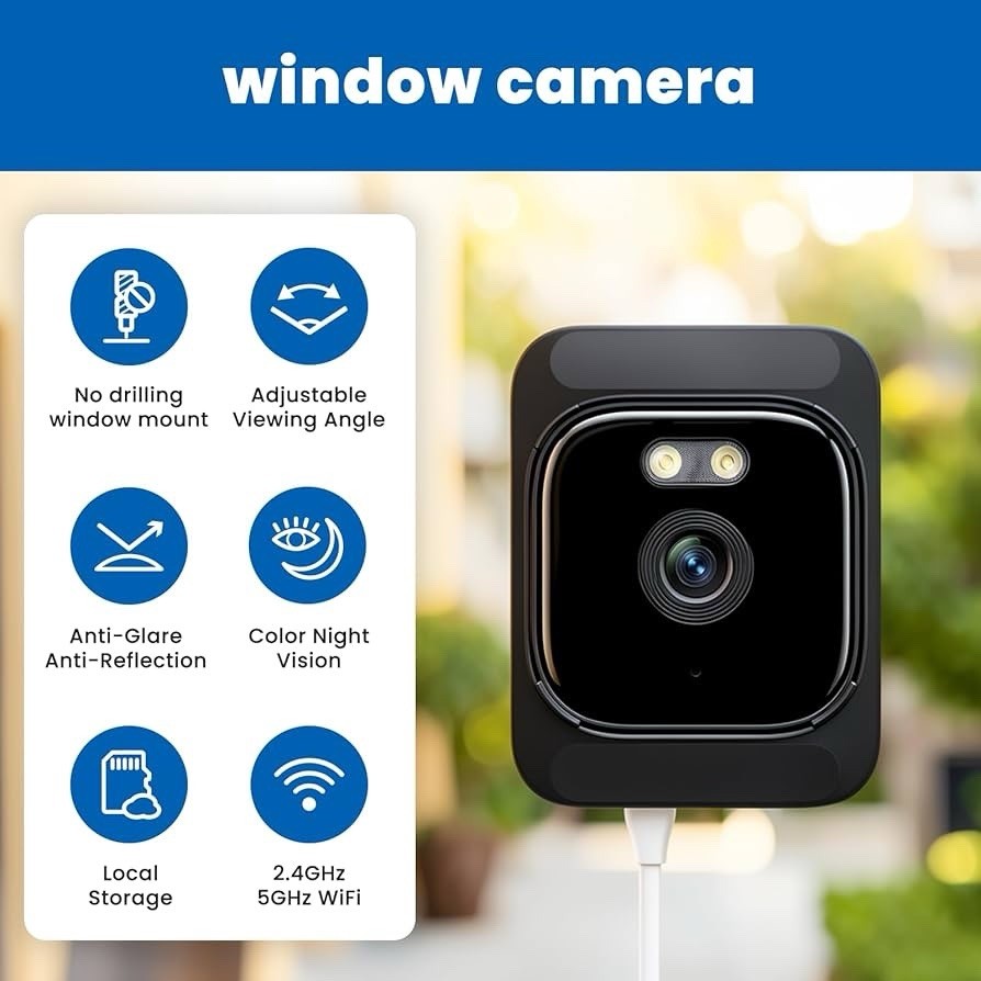 Indoor Window Camera Adjustable Mount, Easy to Install Window Bracket