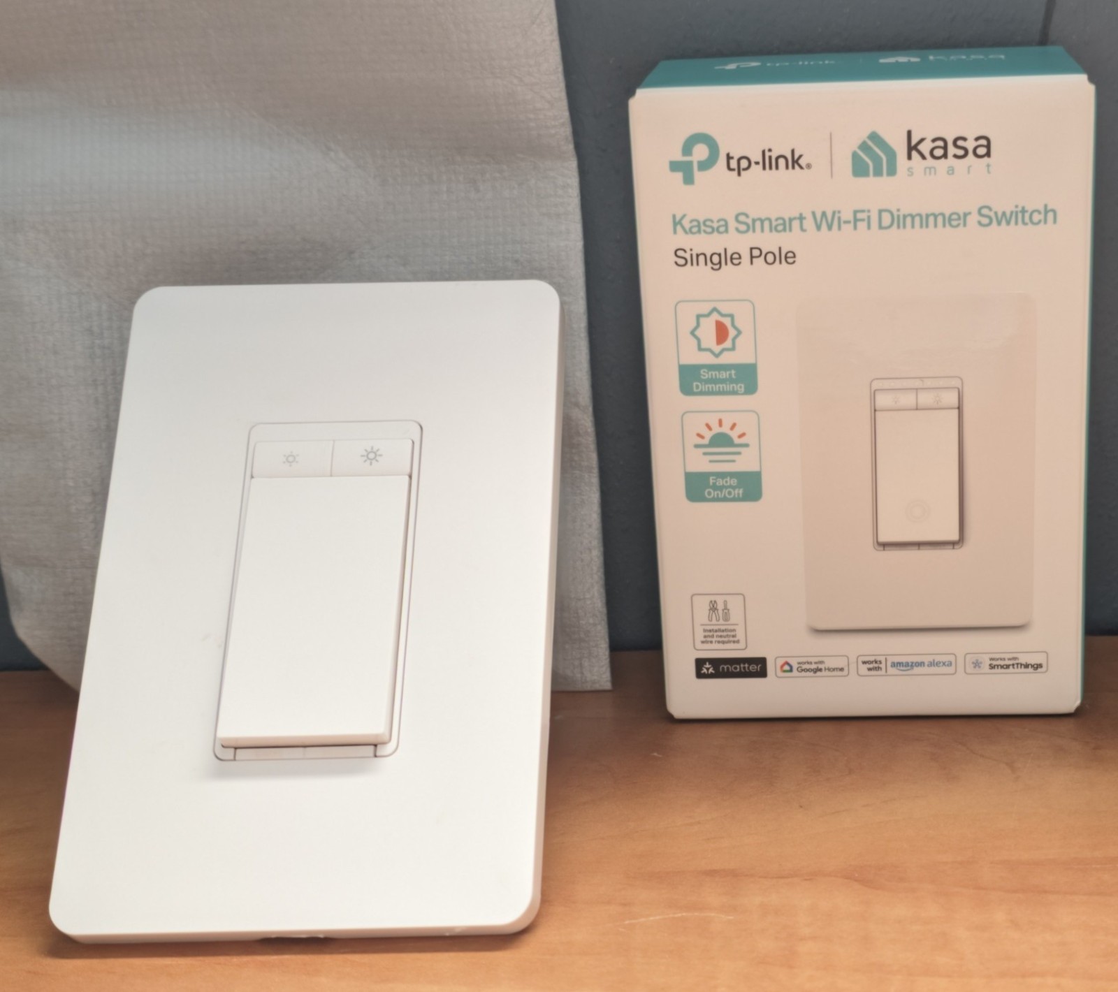 Kasa Matter Smart Dimmer Switch Voice Control Single Pole | 2.4GHz Wi-Fi | KS225