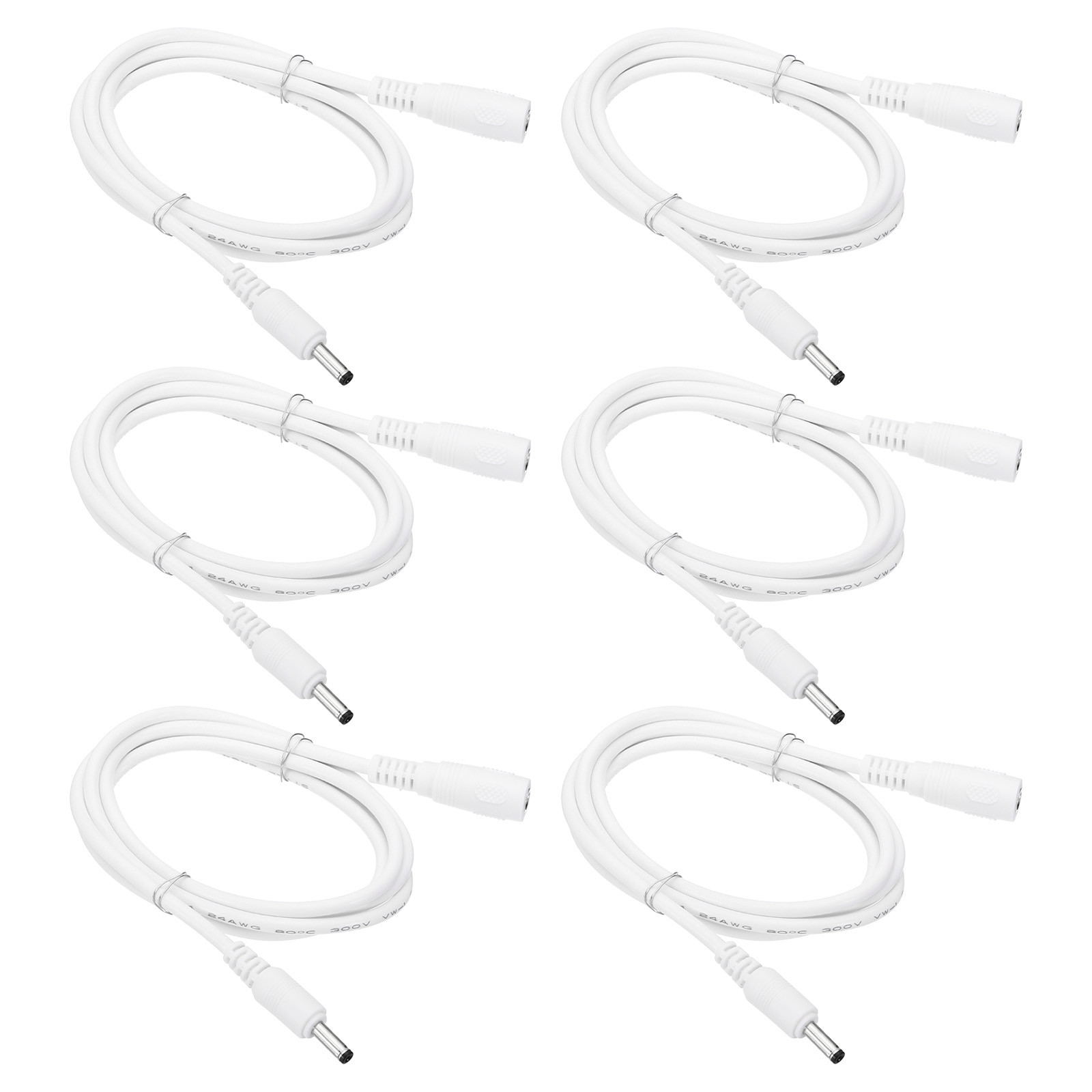 6 Pcs 3Ft Male to Female Plug 3.5 x 1.35mm DC Power Extension Cord Cable White