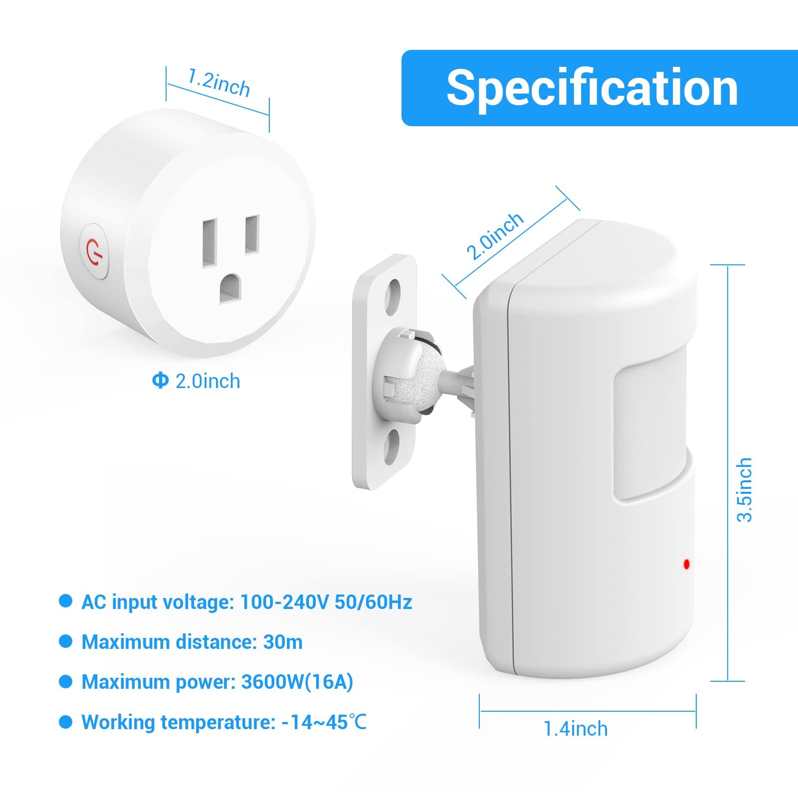 SEHOMY 2 Pack Outlet with Motion Sensor for Bathroom no Wire, Control Bedroom…