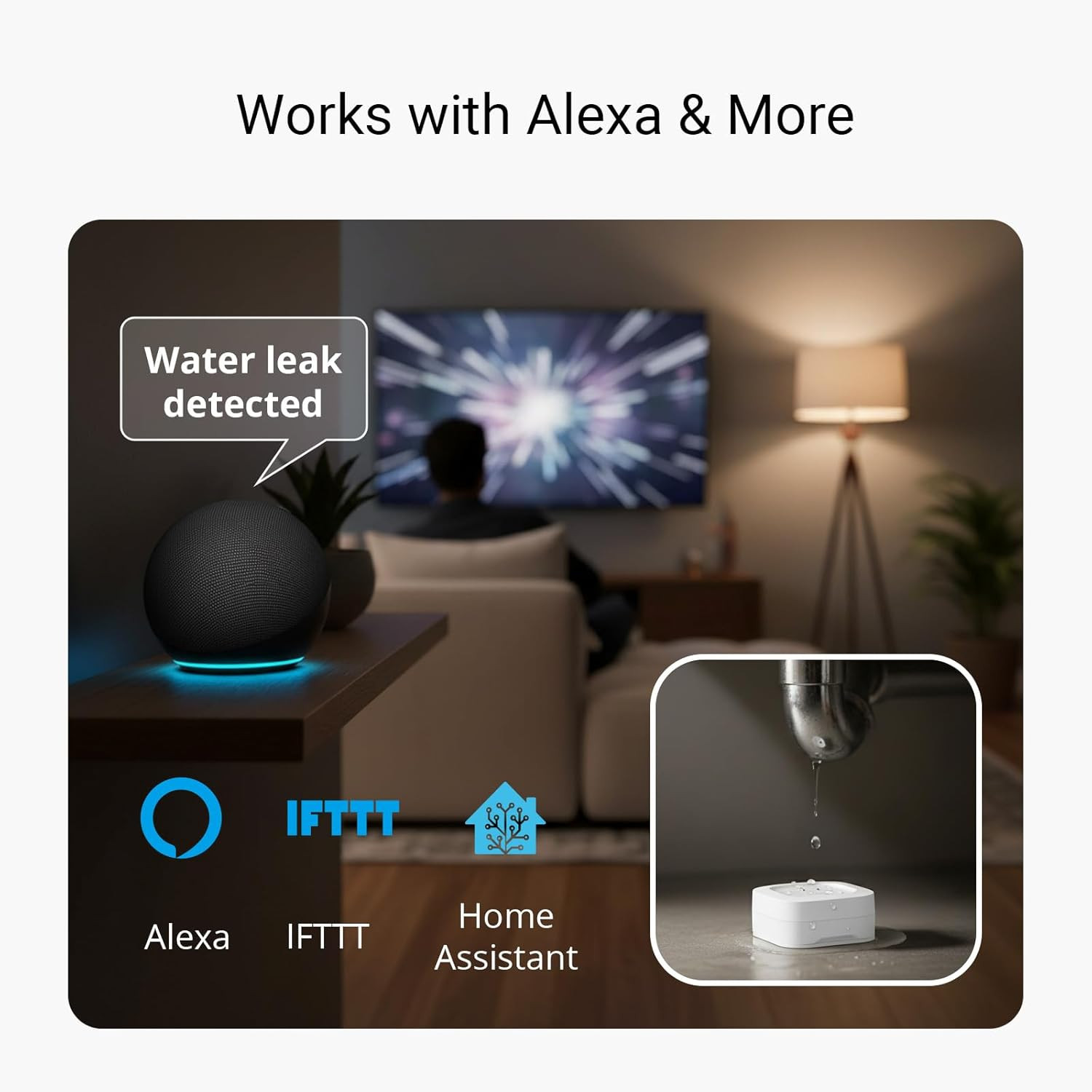 Water Leak Starter Kit: Hub + 4 Leak Sensor 1 (Silent), Lora Long-Range, App/…