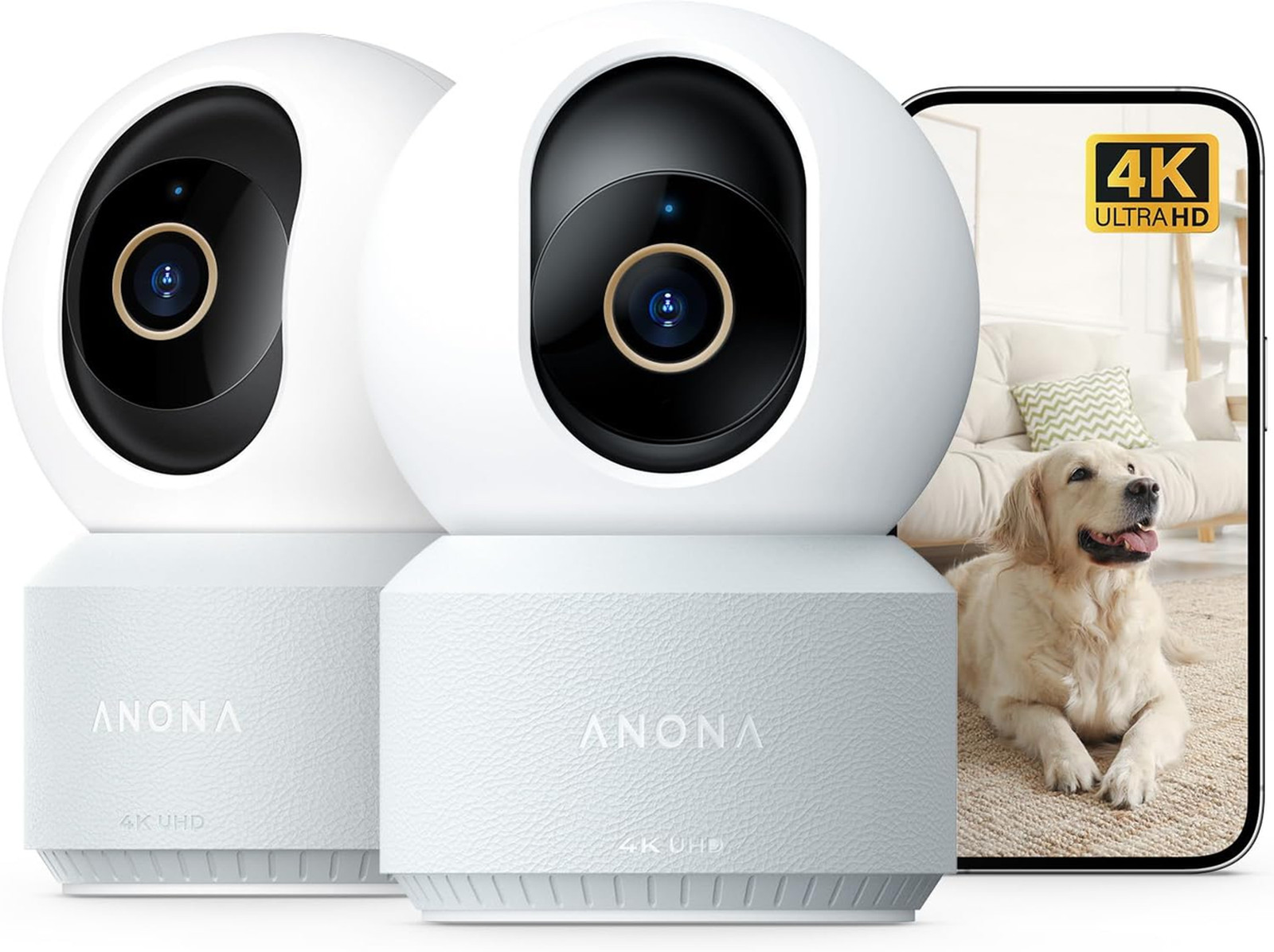 Indoor Security Camera 4K UHD AI Detection Pan Tilt Wi-Fi 6 Dual Band 2 Pack