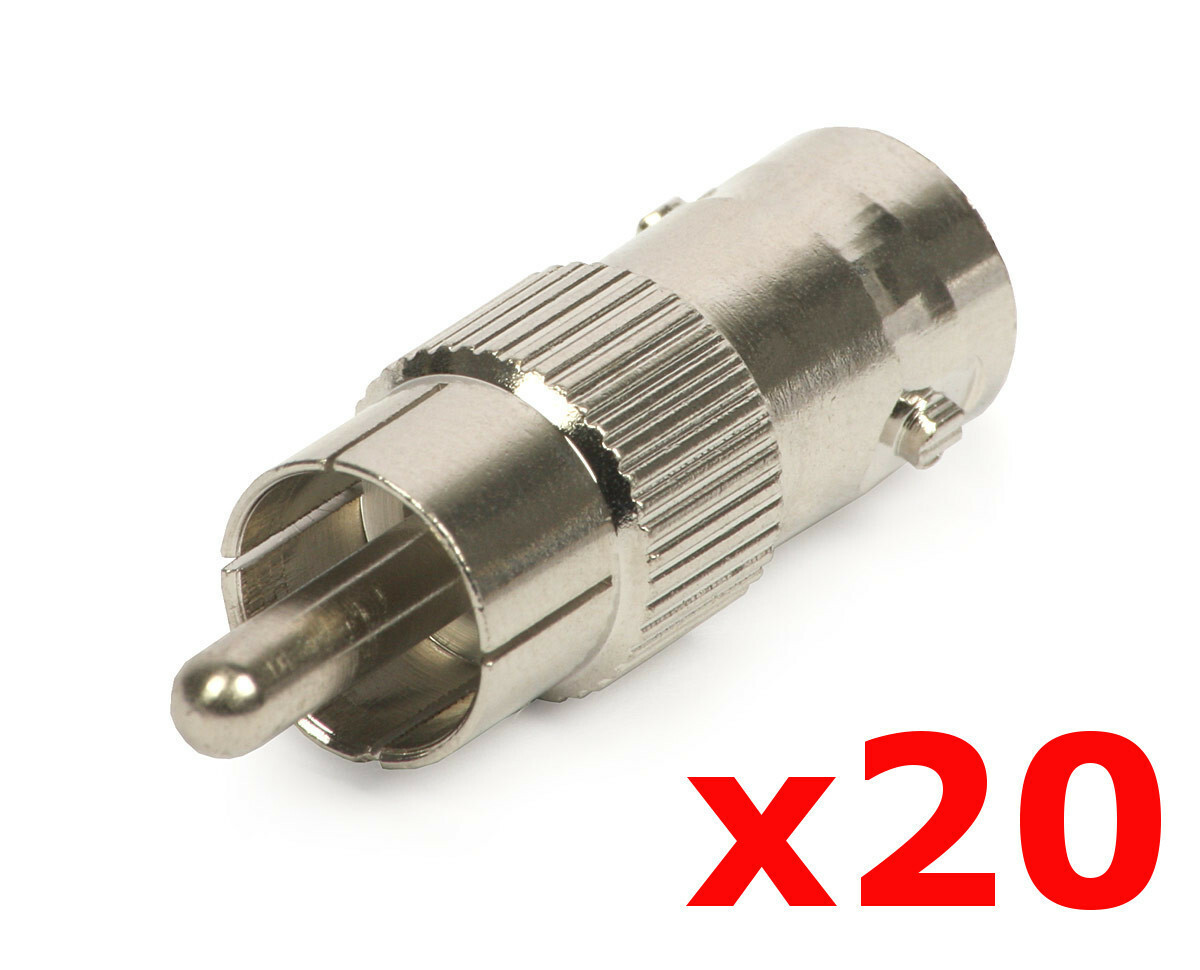 20 PACK Lot RCA Male Plug to BNC Female Jack Adapter Coax Connector Coupler CCTV