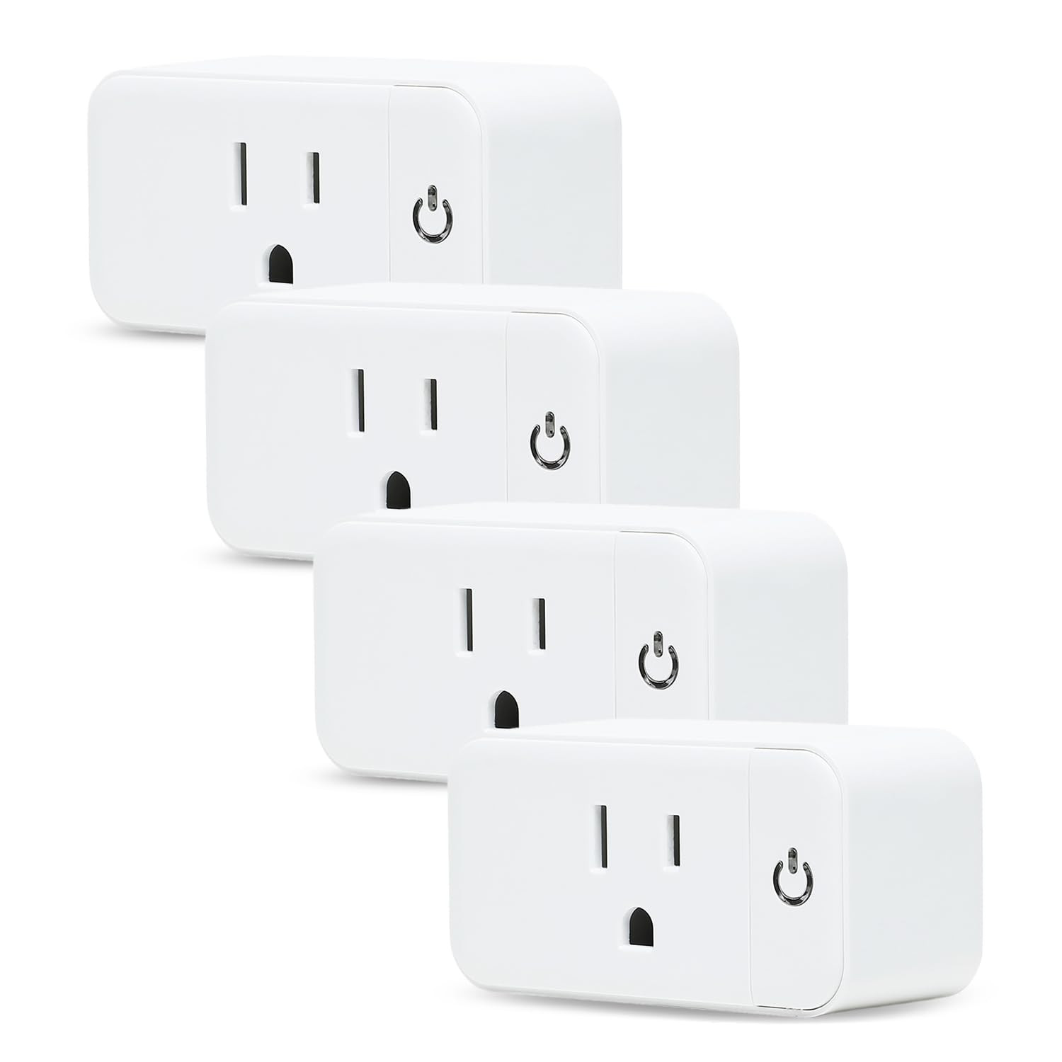 4 Pack Smart Home Wi-Fi Plugs – Alexa & Google Home Compatible, White, Toggle Sw