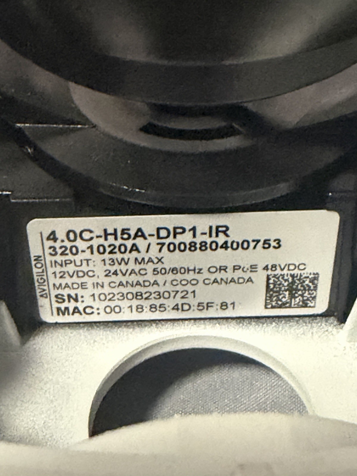 Avigilon 4 Megapixel H5A WDR 4.0C-H5A-DP1-IR Outdoor Dome Camera / Wall Mount
