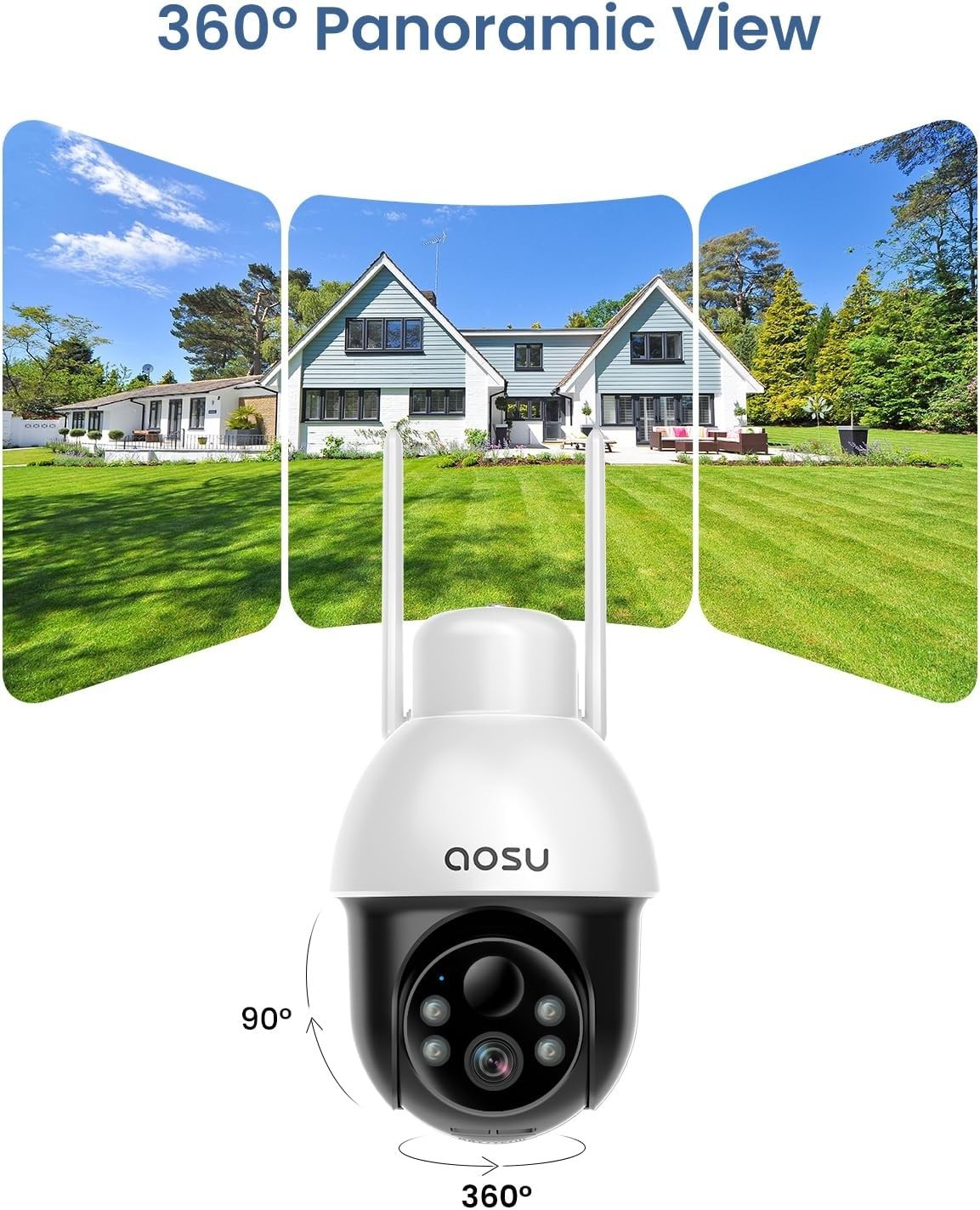 AOSU SolarCam D1 Lite 2K WiFi Security Camera Outdoor Wireless Solar PTZ Night