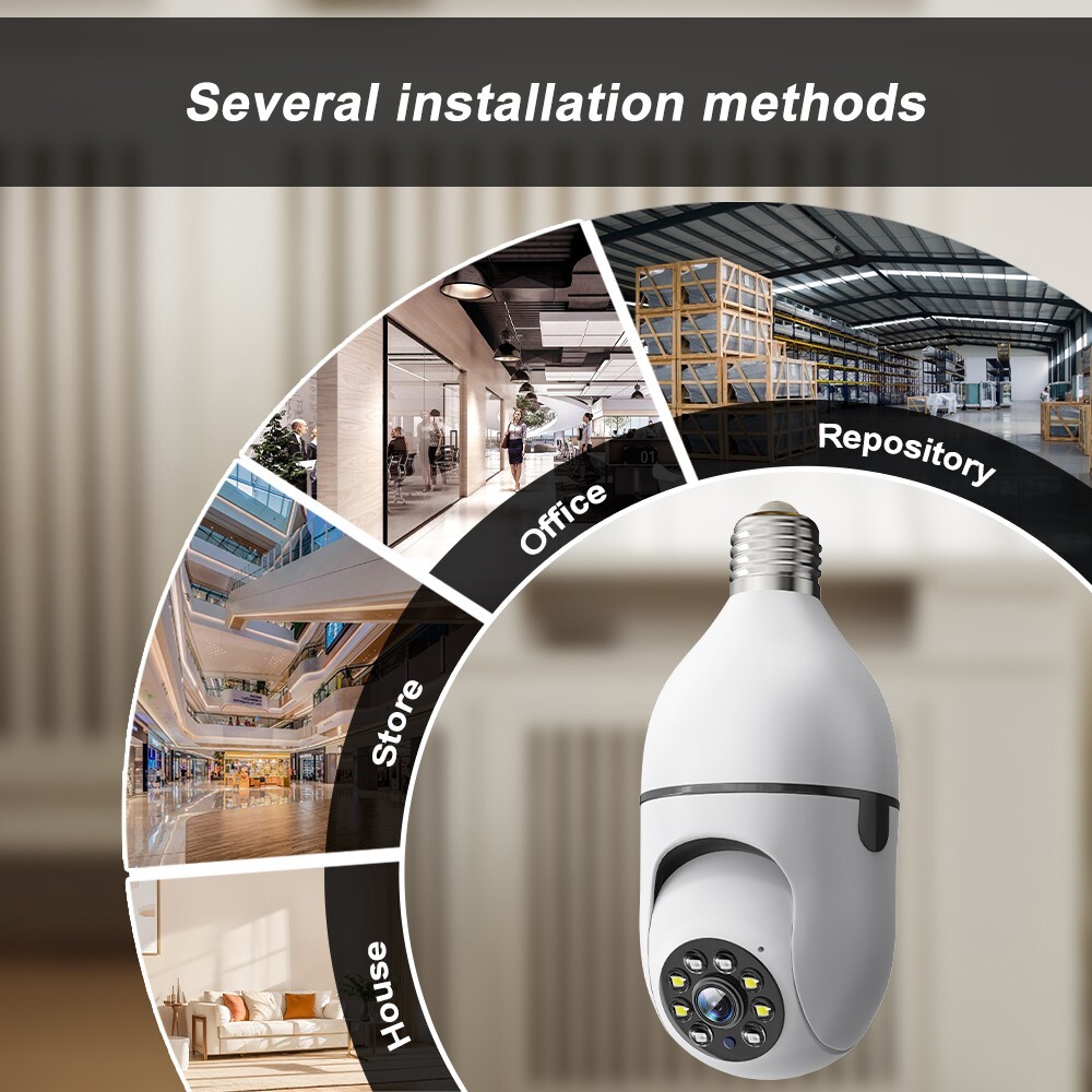 4PCS 5MP Wifi Bulb Camera 360° Color Night Vision Audio Home Security