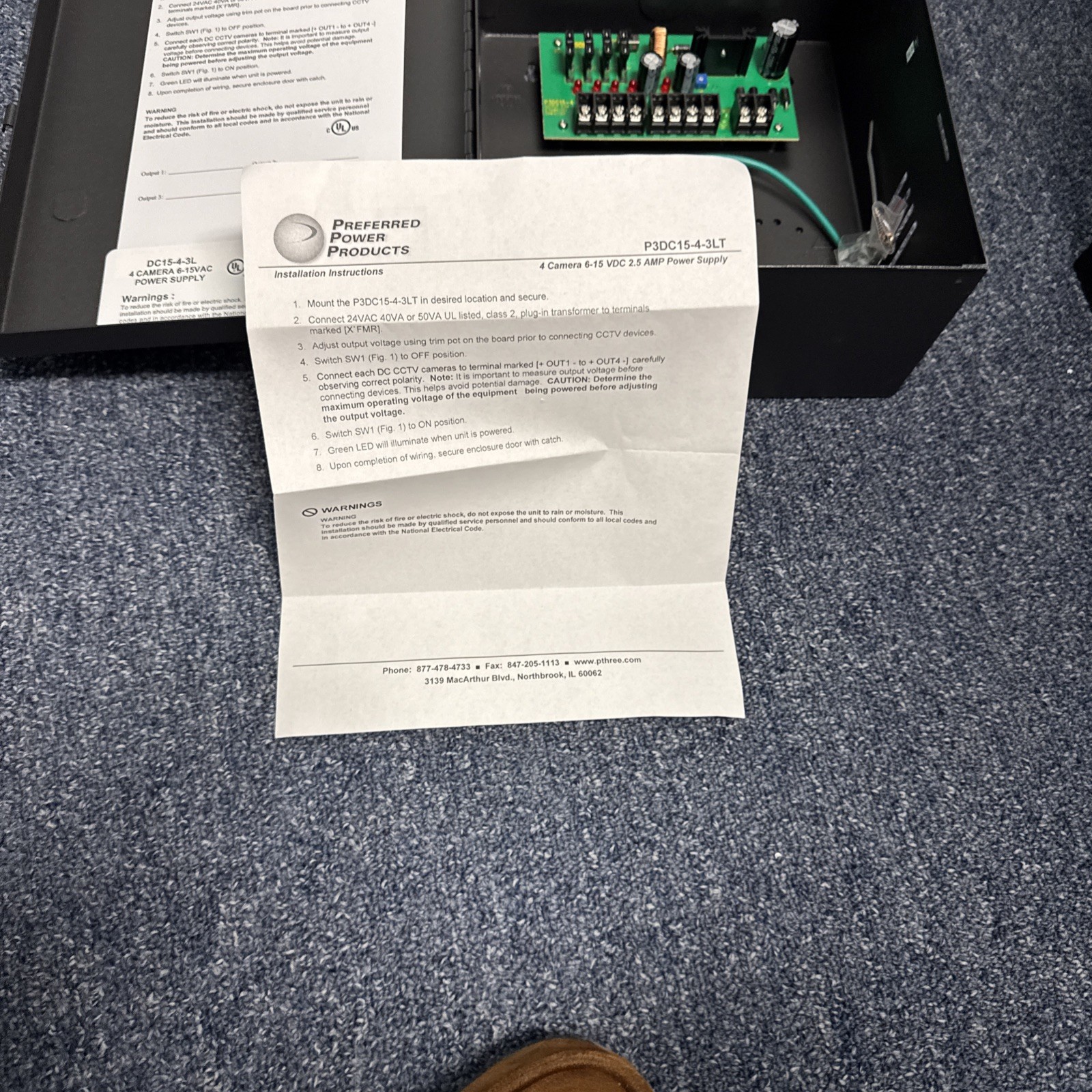 Preferred Power Products Input 24v P3DC15-4-3L Power Supply 6-15vdc New