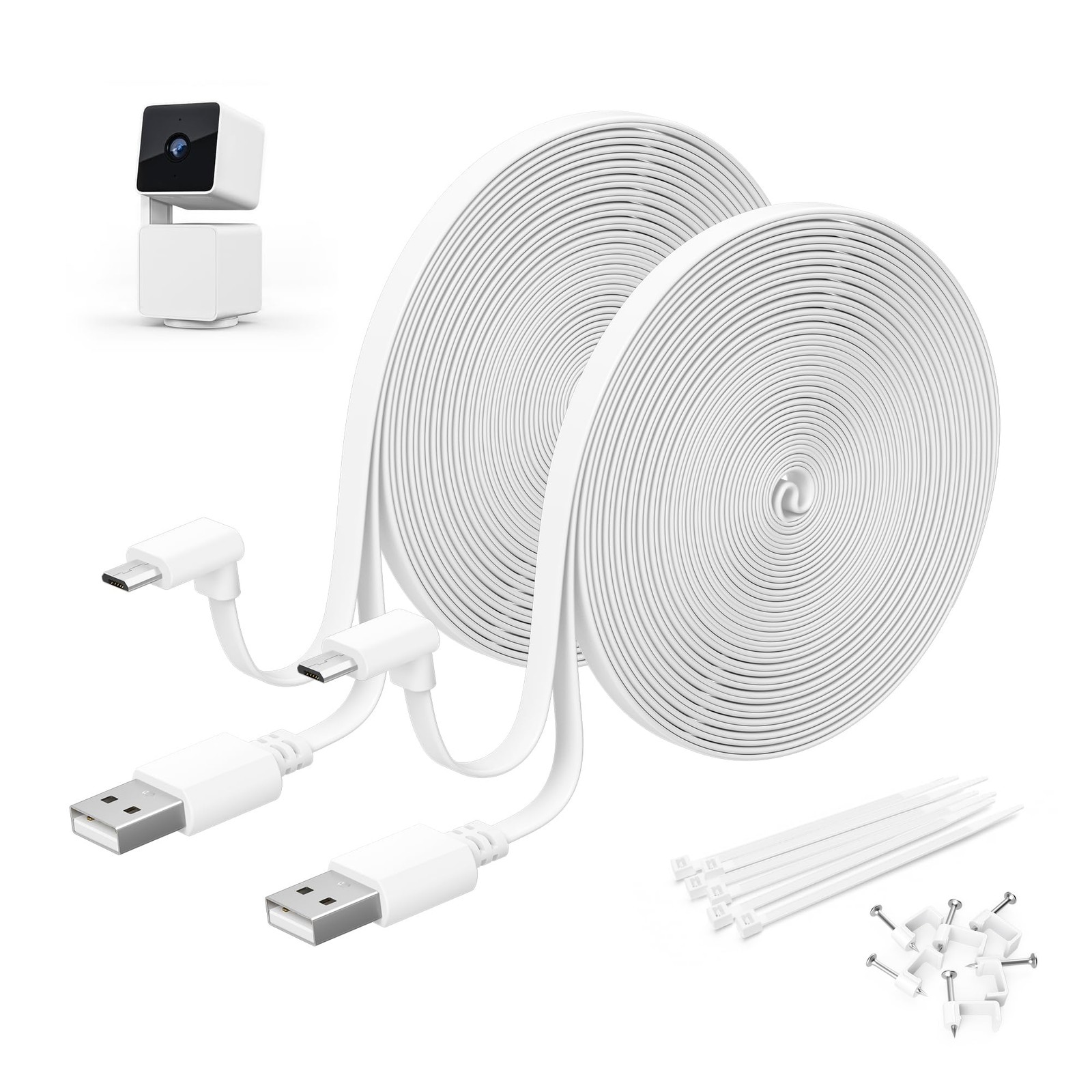 WYZE Cam Pan V3 Power Cable 10FT 2Pack,Micro USB Extension Cord 90 Degree Cha…