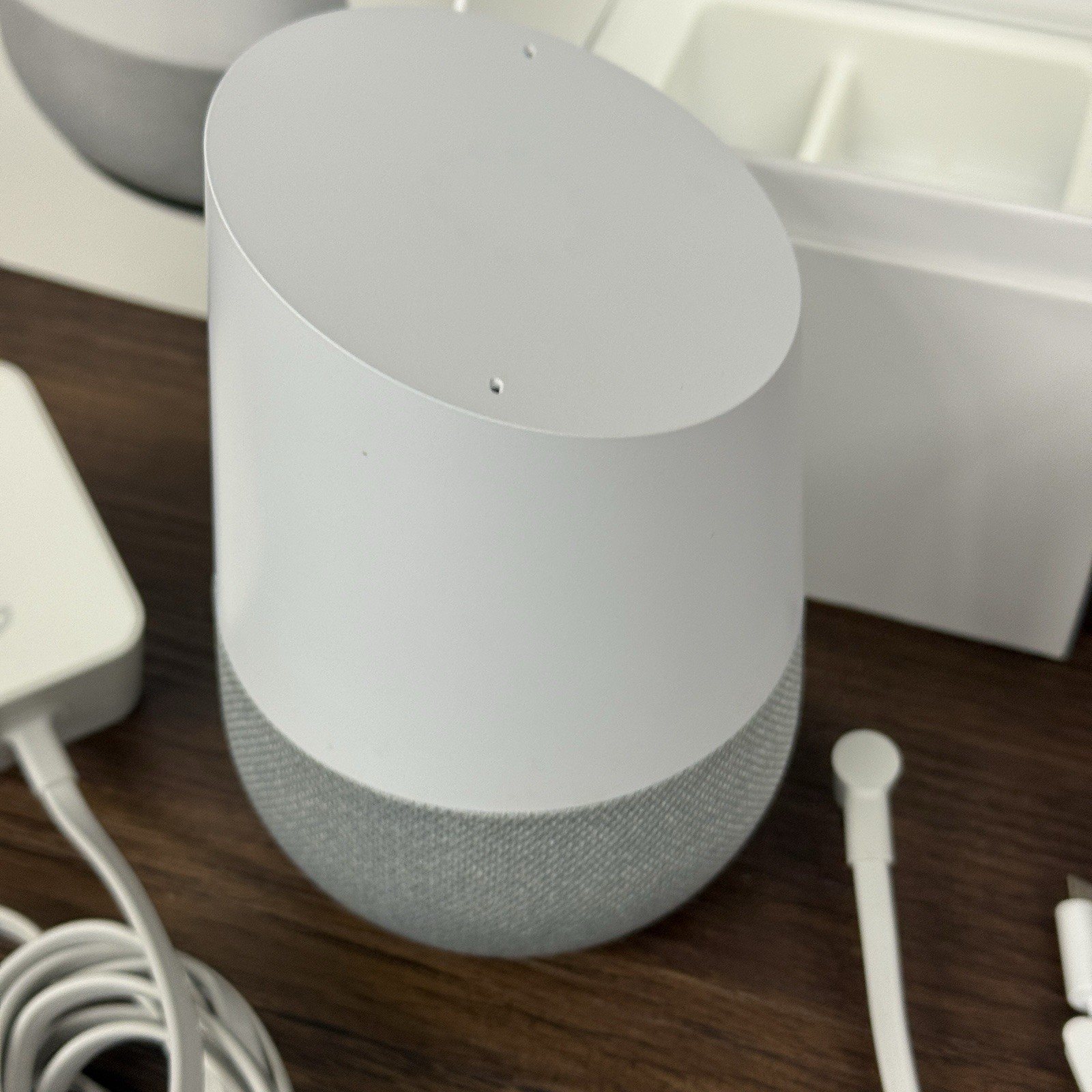 Google Home Smart Assistant Speaker White Slate with Power Cable & Orange Mini