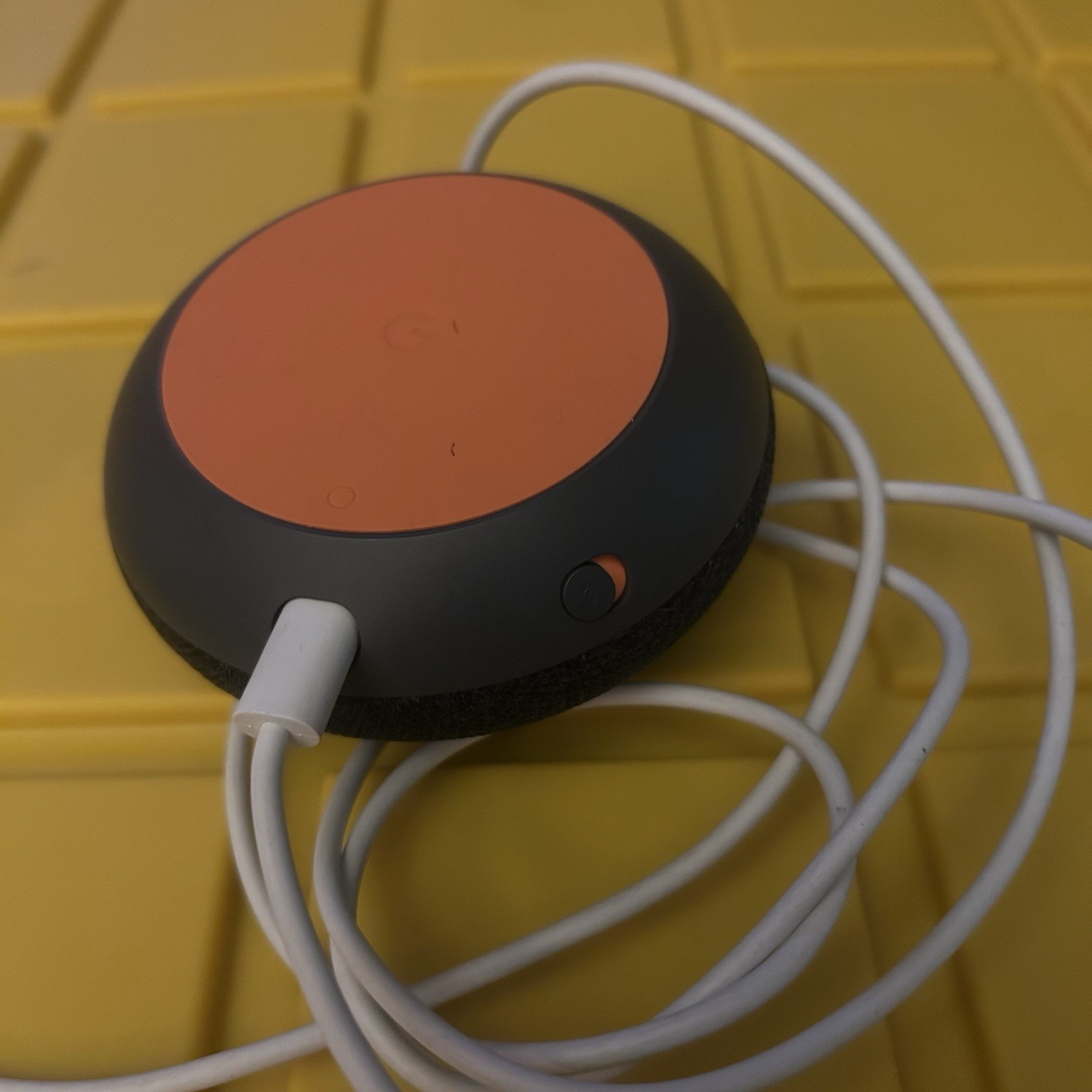 Google Home Mini Smart Speaker Gray/Orange Base, Voice Control, Wi‑Fi, Micro‑USB