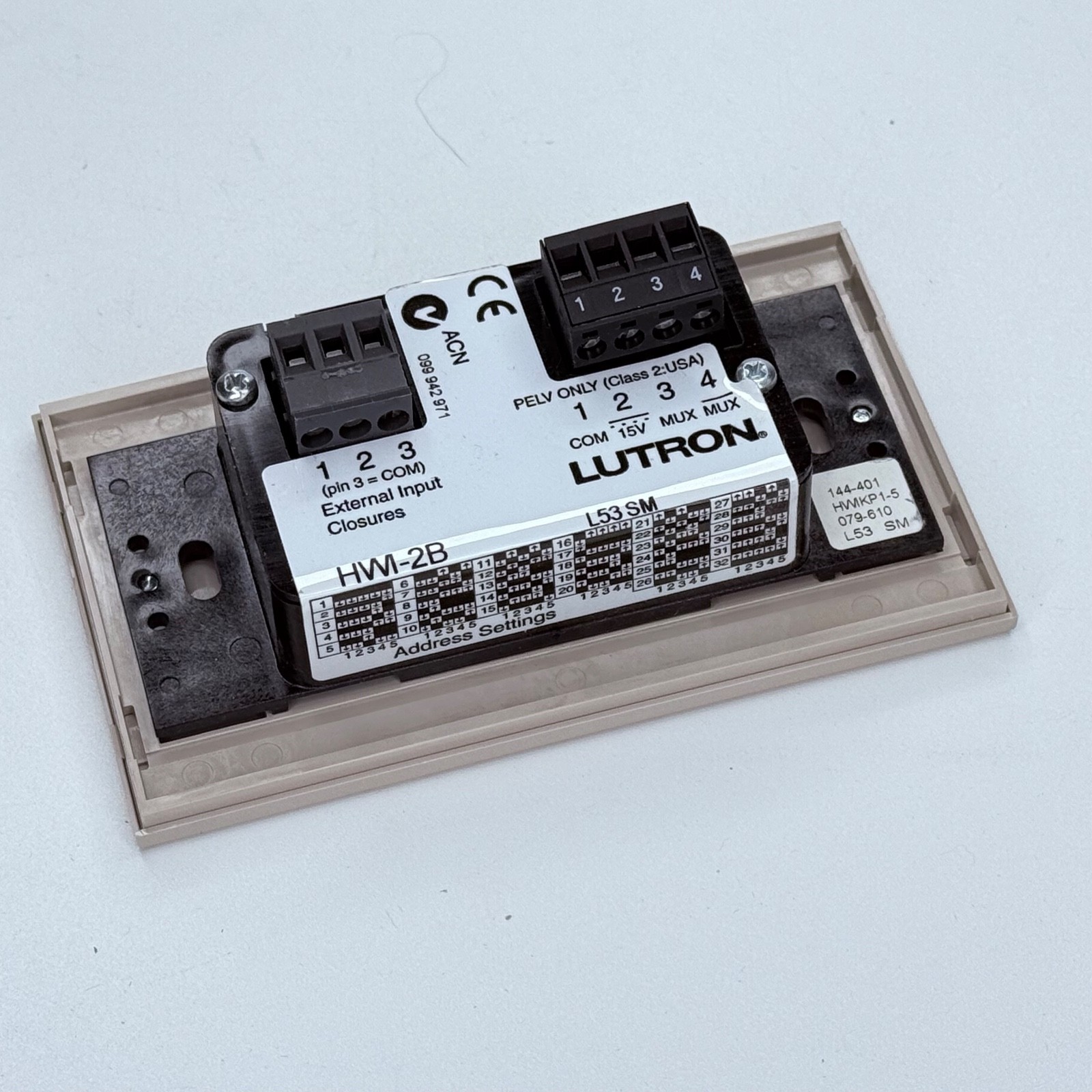 Lutron Homeworks HWI-2B – 2 Button Keypad – Grey/Taupe color