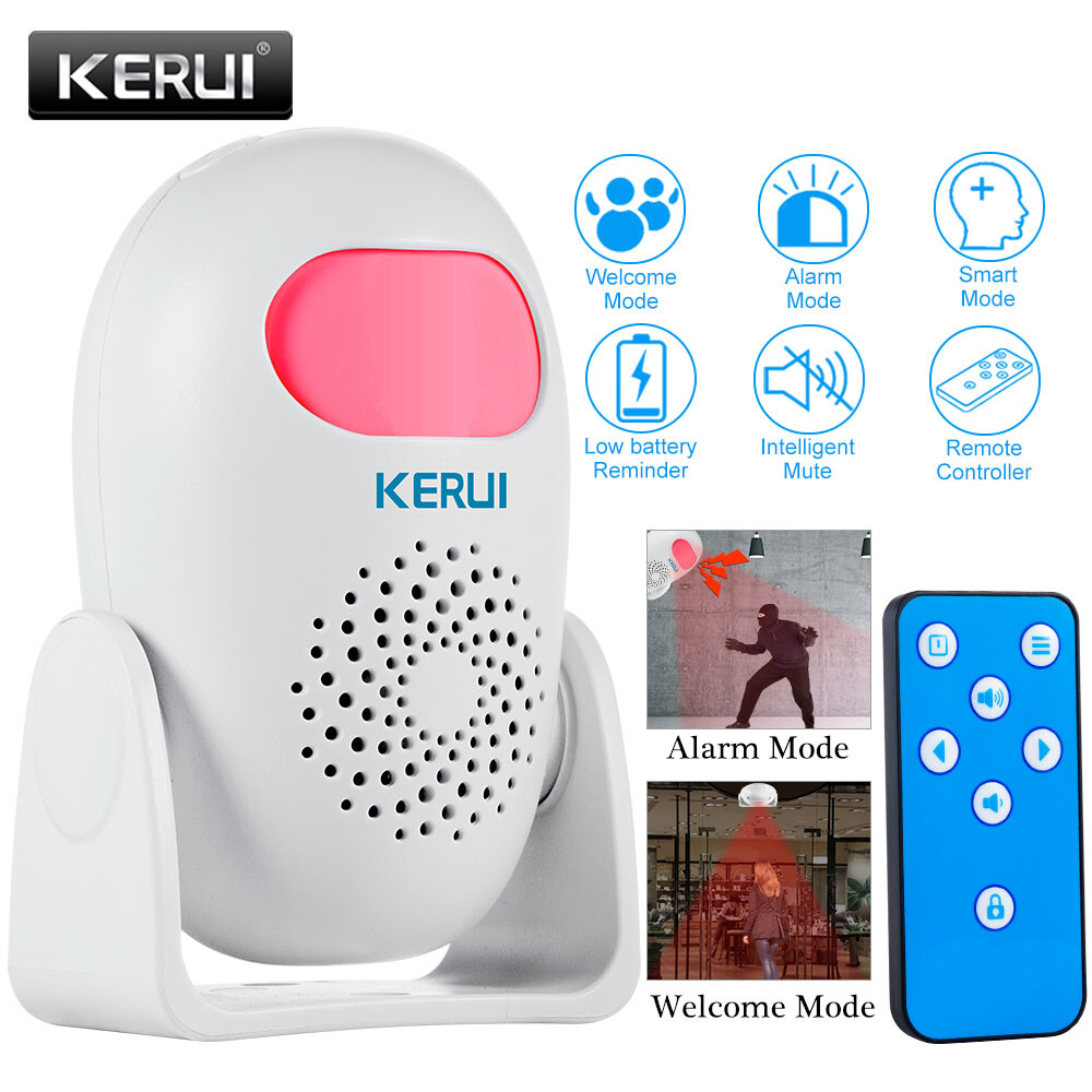 Wireless Infrared Motion Sensor 100dB Loud Alarm Anti-theft Detector with Remote
